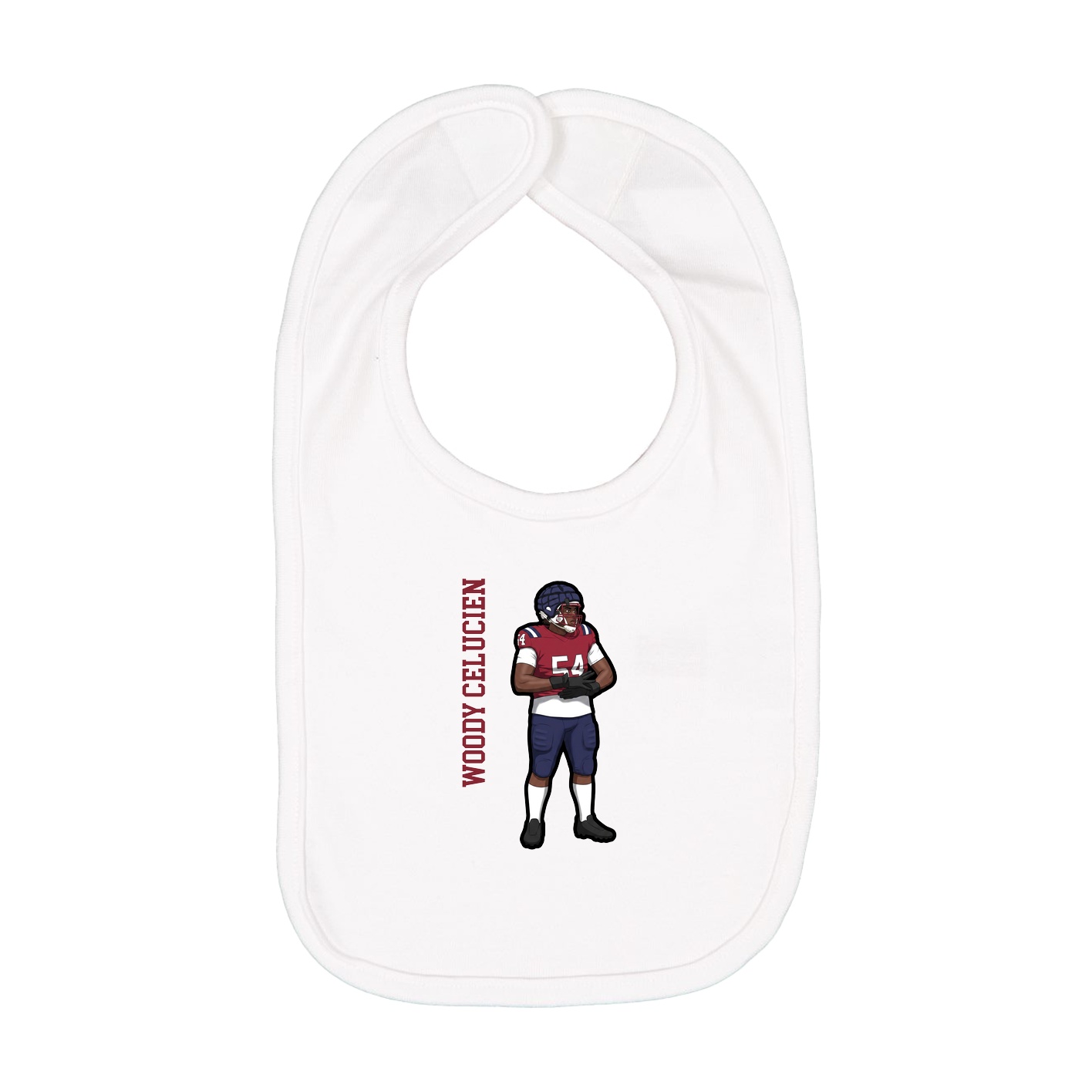 Infant Bib — Name Vertical in White