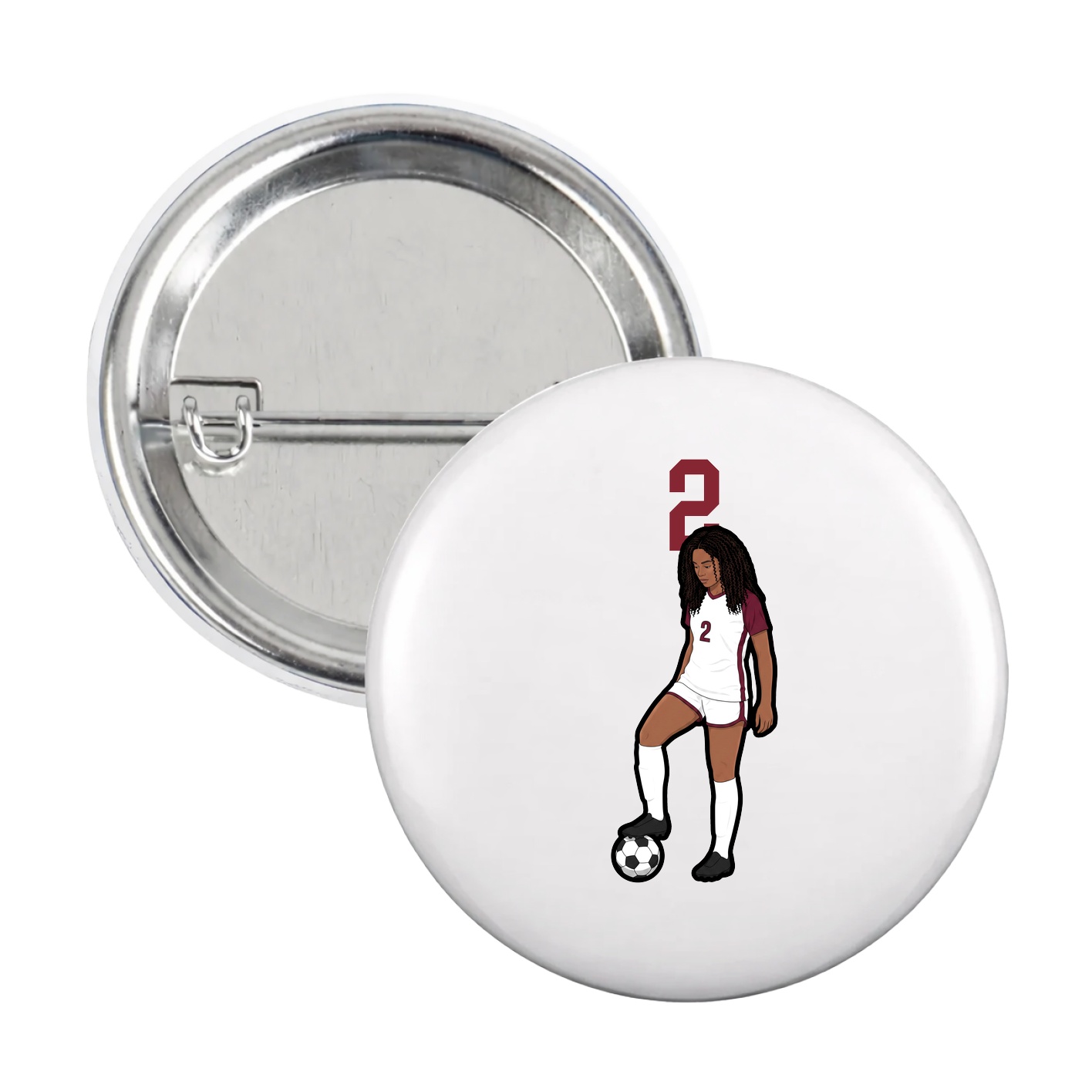 Game Day Button — Number Top in White
