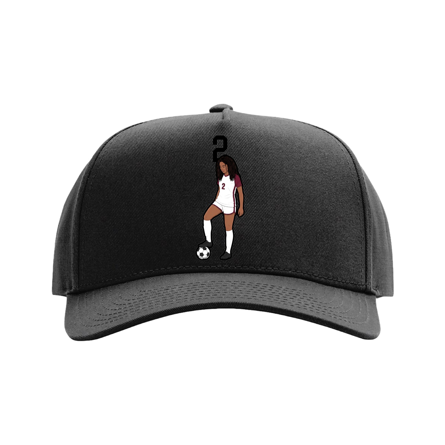 Full Fabric Five-Panel Champ Cap — Number Top in Black