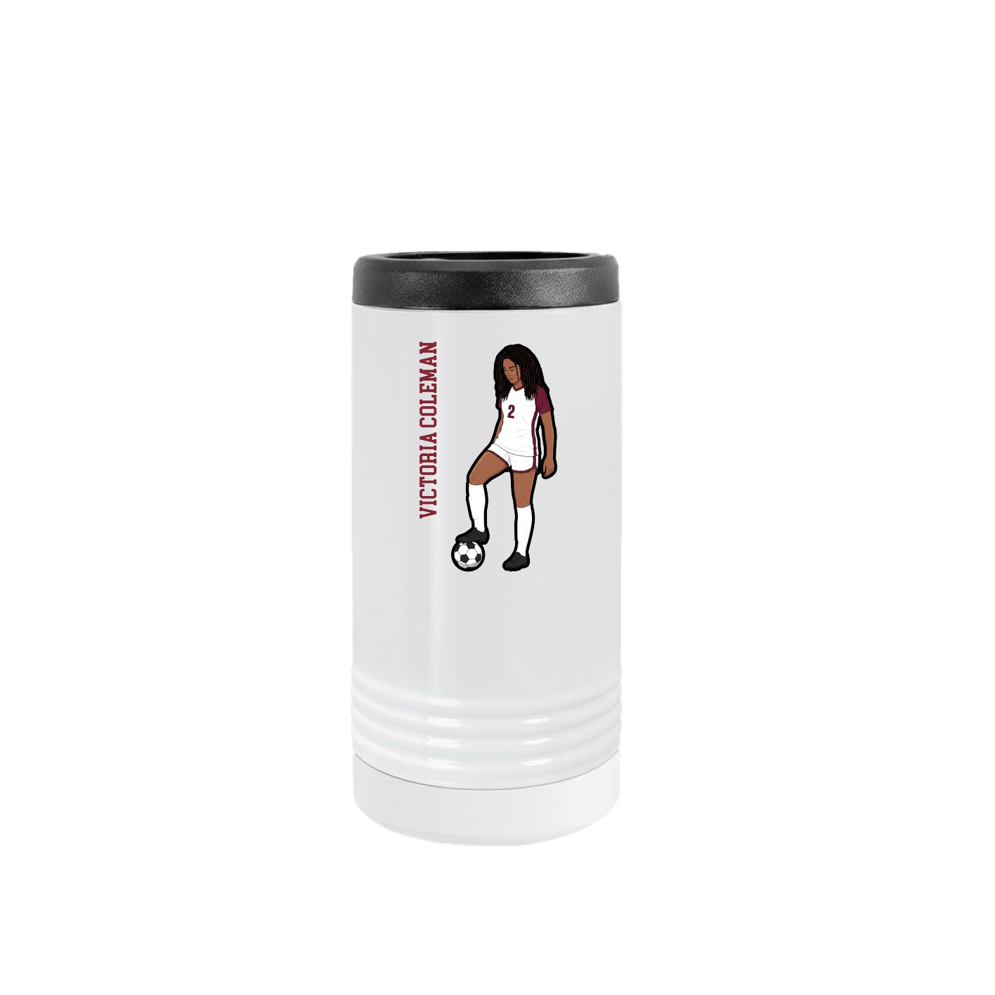 Slim Beverage Holder — Name Vertical in White