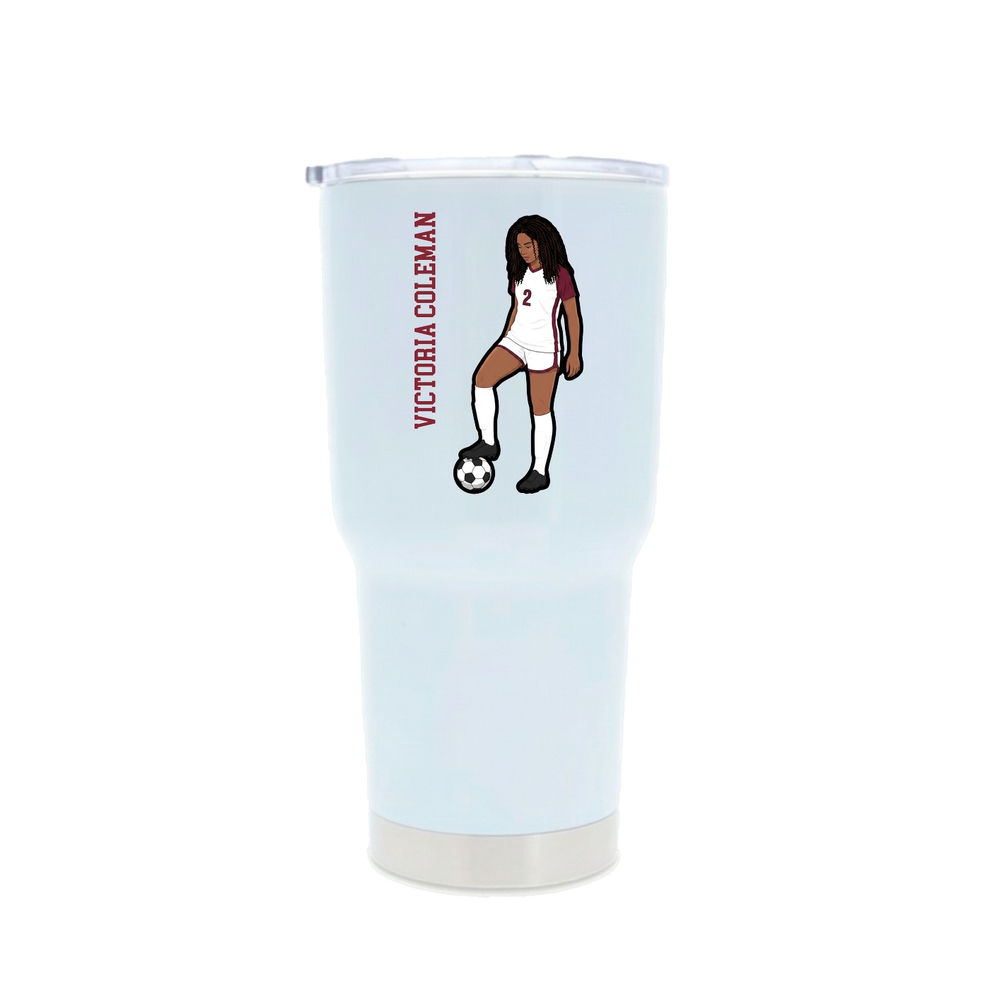 30oz Stainless Steel Tumbler — Name Vertical in White