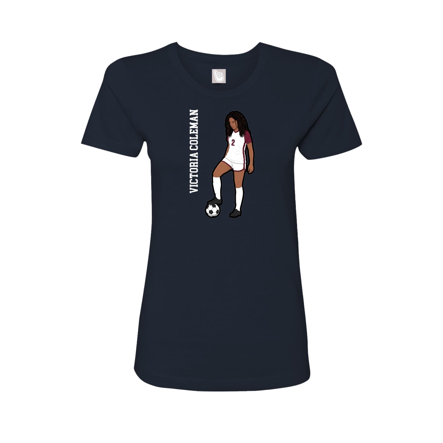Fitted Women's Tee — Name Vertical in Navy