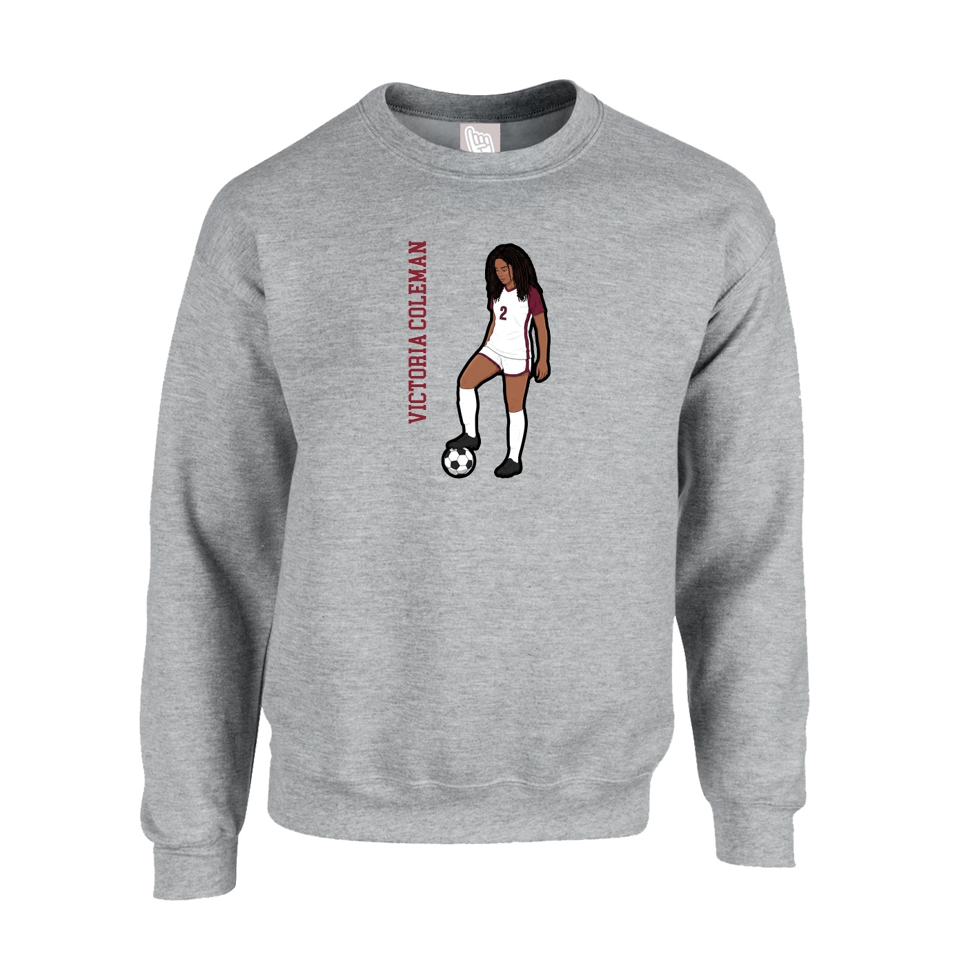 Fleece Crew — Name Vertical in Grey