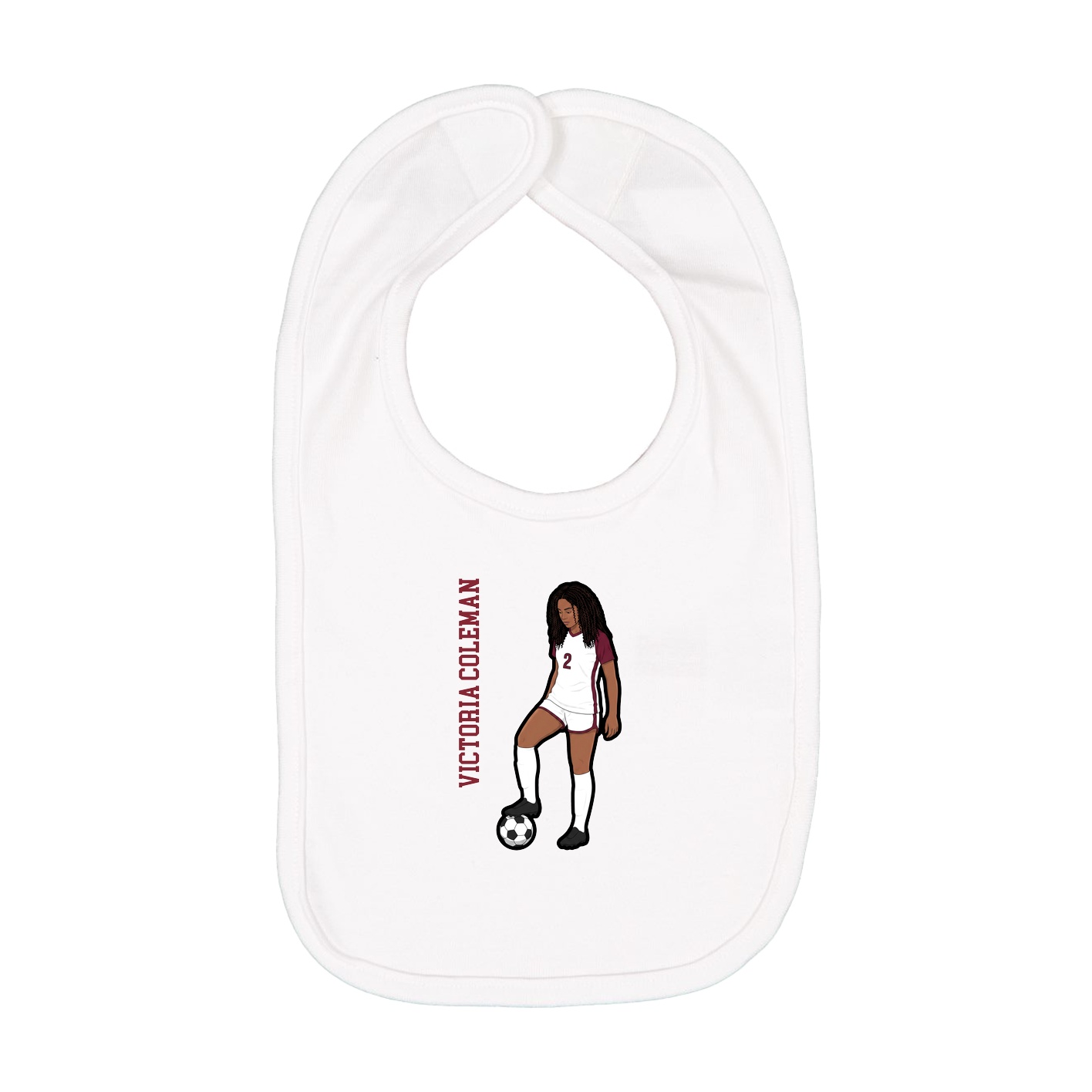 Infant Bib — Name Vertical in White
