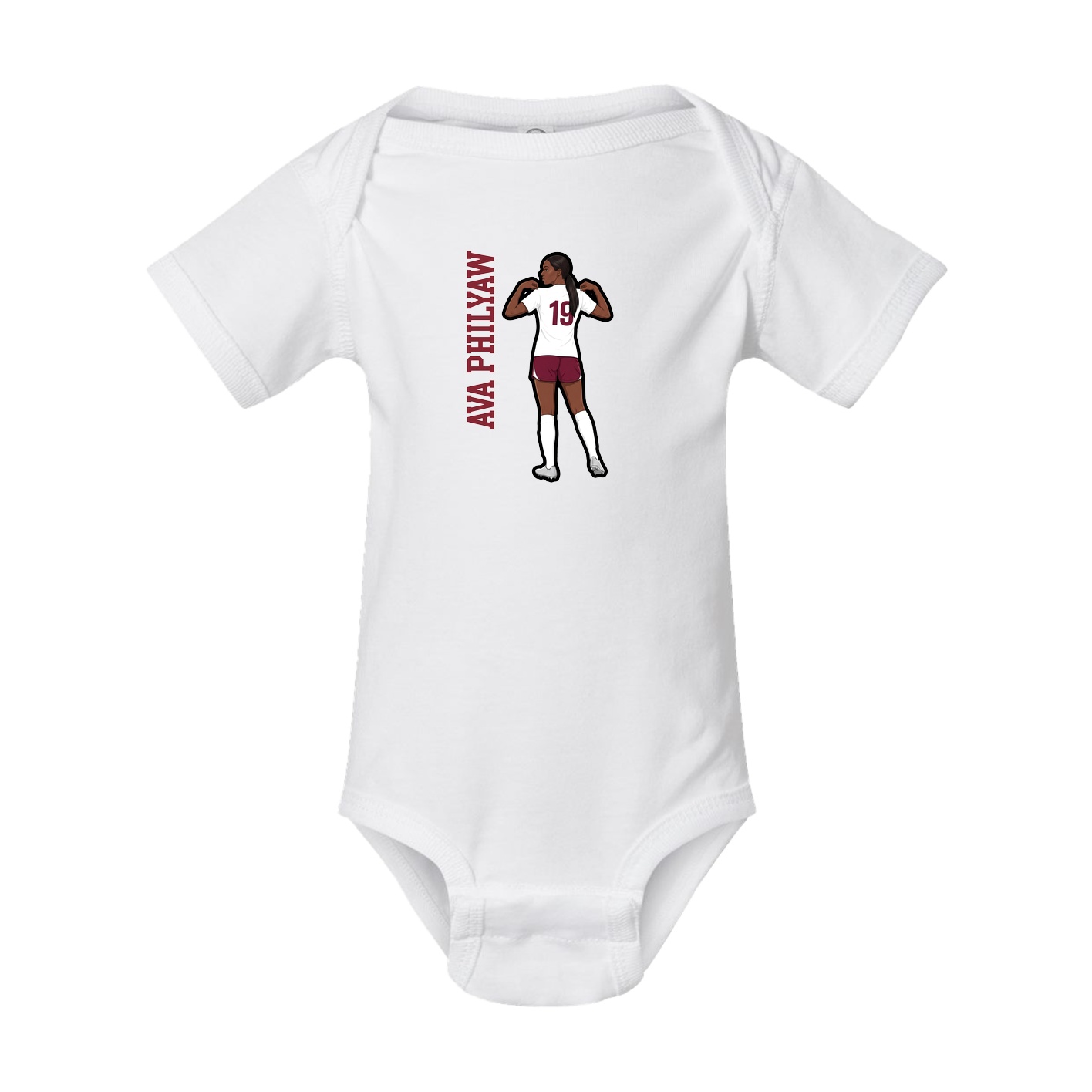 Baby Onesie — Name Vertical in White