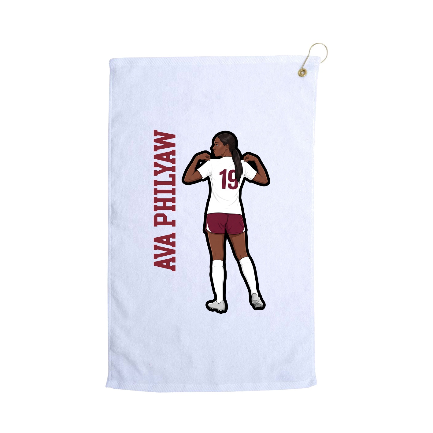 Golf Towel — Name Vertical in White