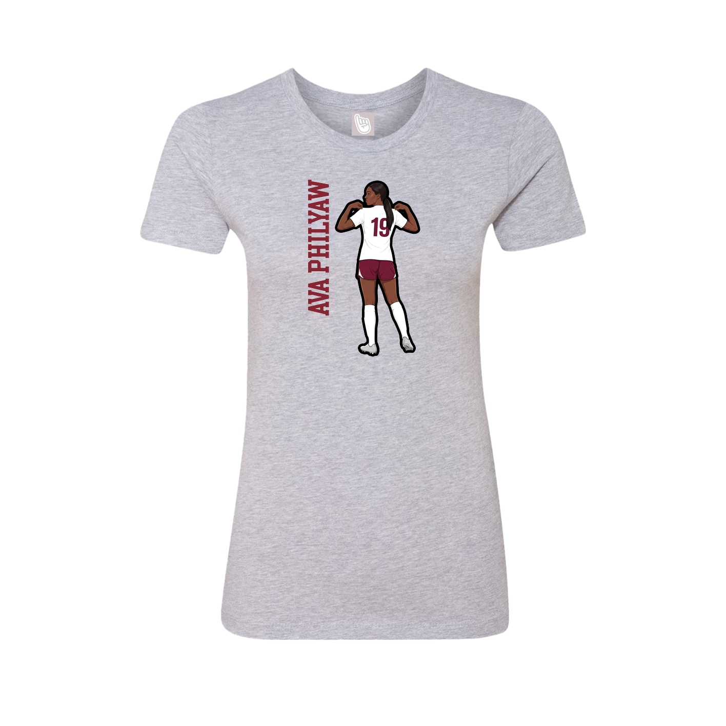 Fitted Women's Tee — Name Vertical in Grey