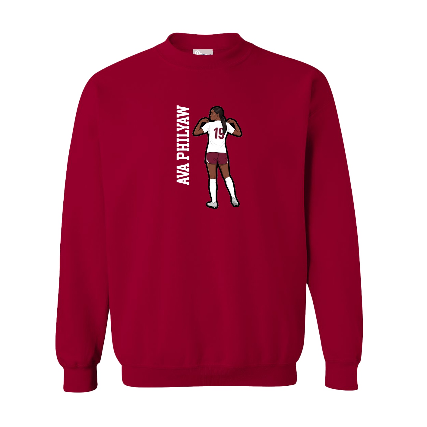 Fleece Crew — Name Vertical in Cardinal