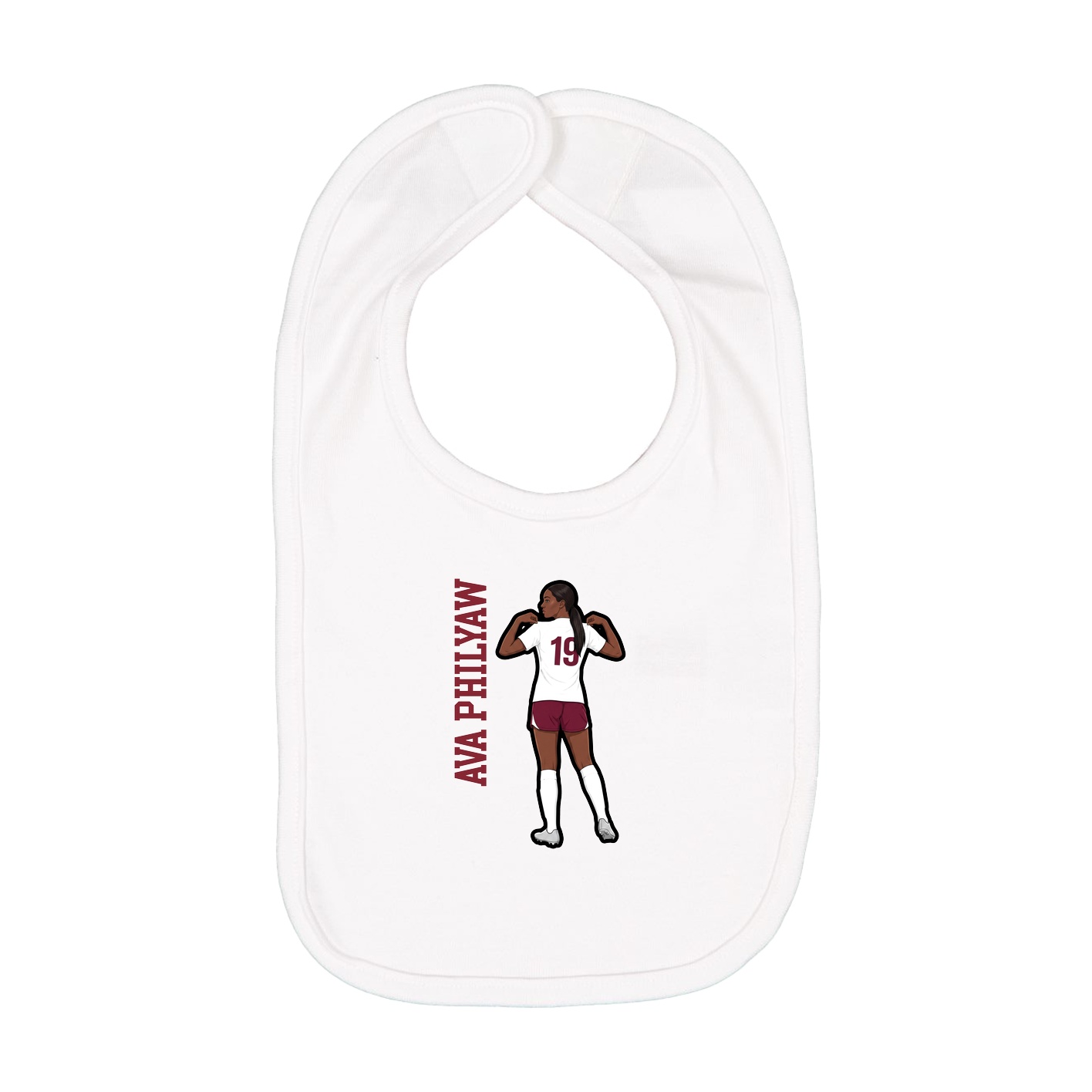 Infant Bib — Name Vertical in White