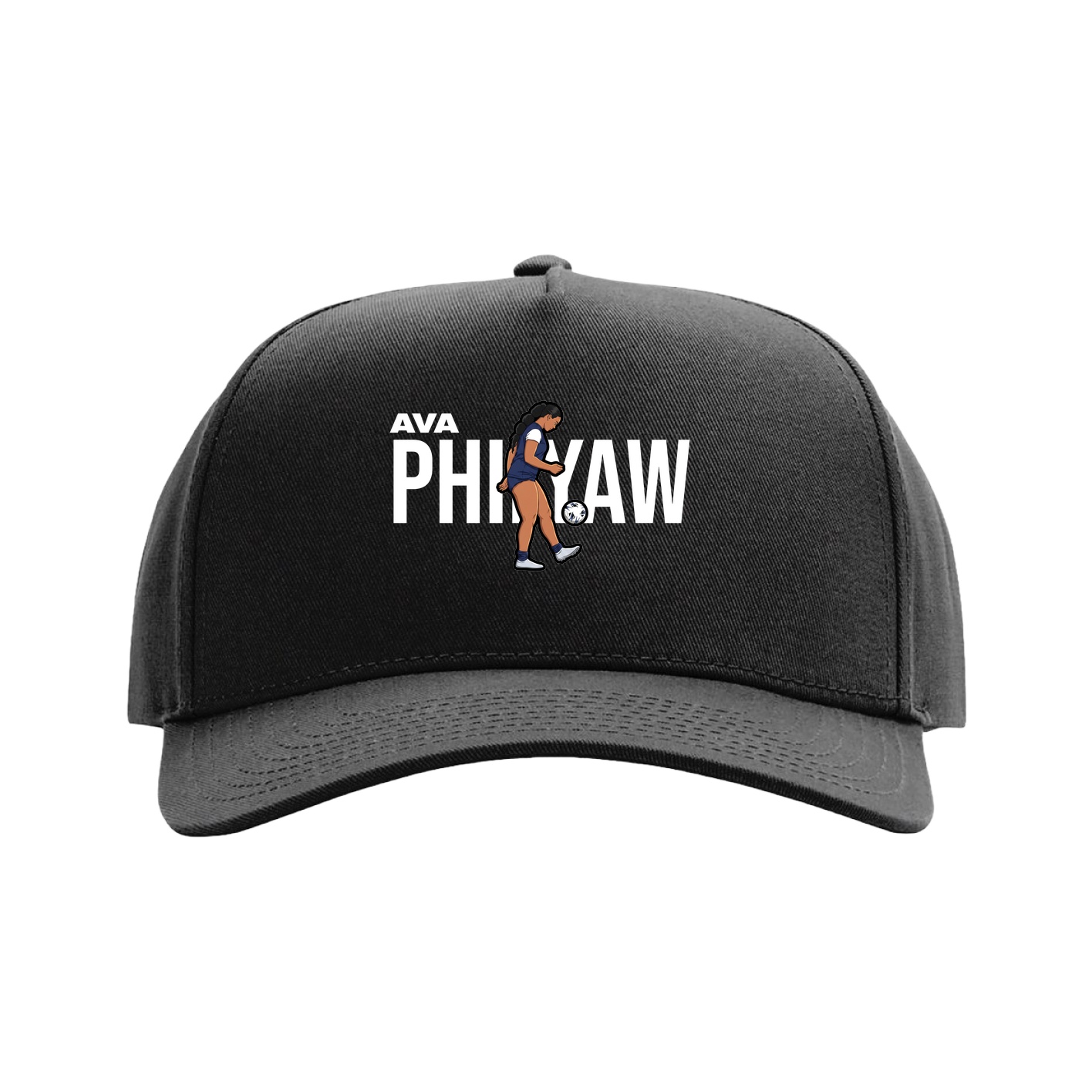 Full Fabric Five-Panel Champ Cap — Player Name in Black
