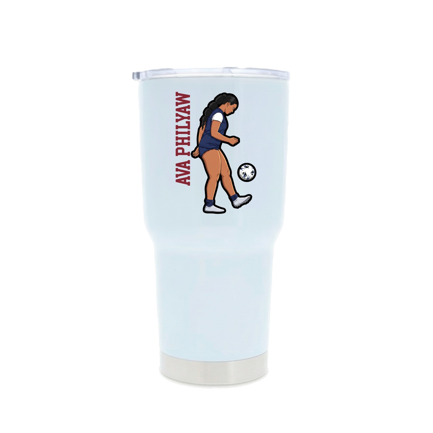 30oz Stainless Steel Tumbler — Name Vertical in White
