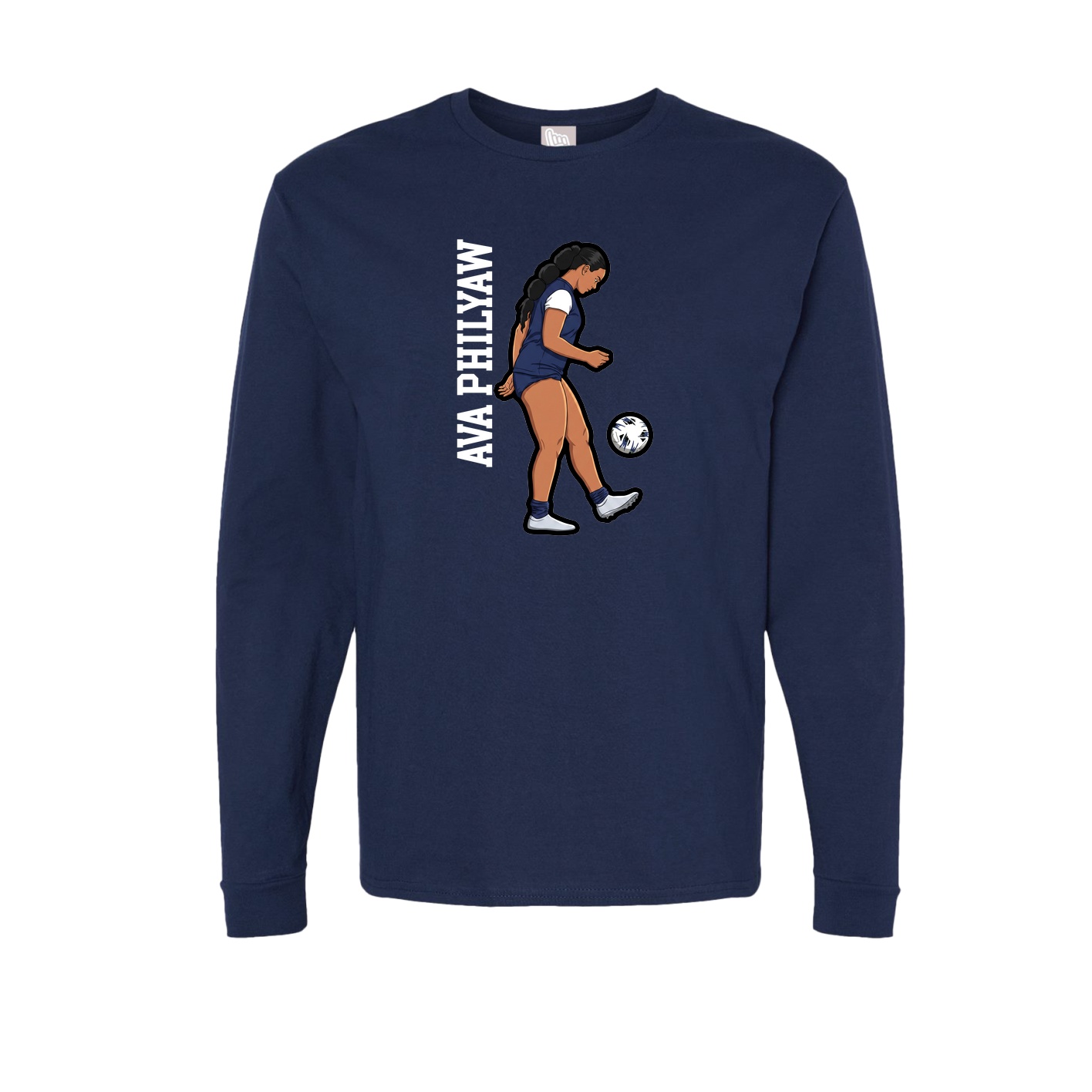 Long Sleeve Tee — Name Vertical in Navy