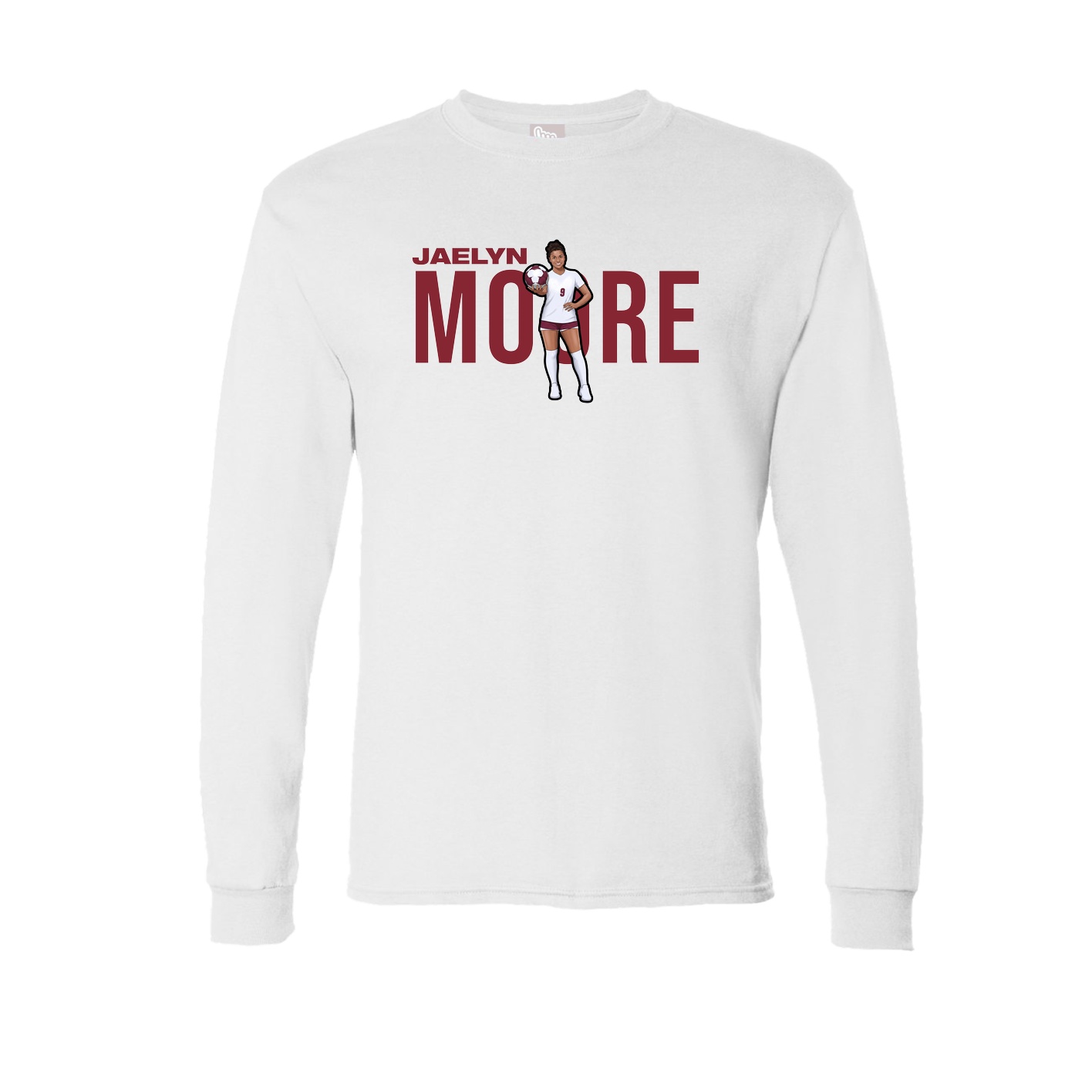 Long Sleeve Tee — Player Name in White