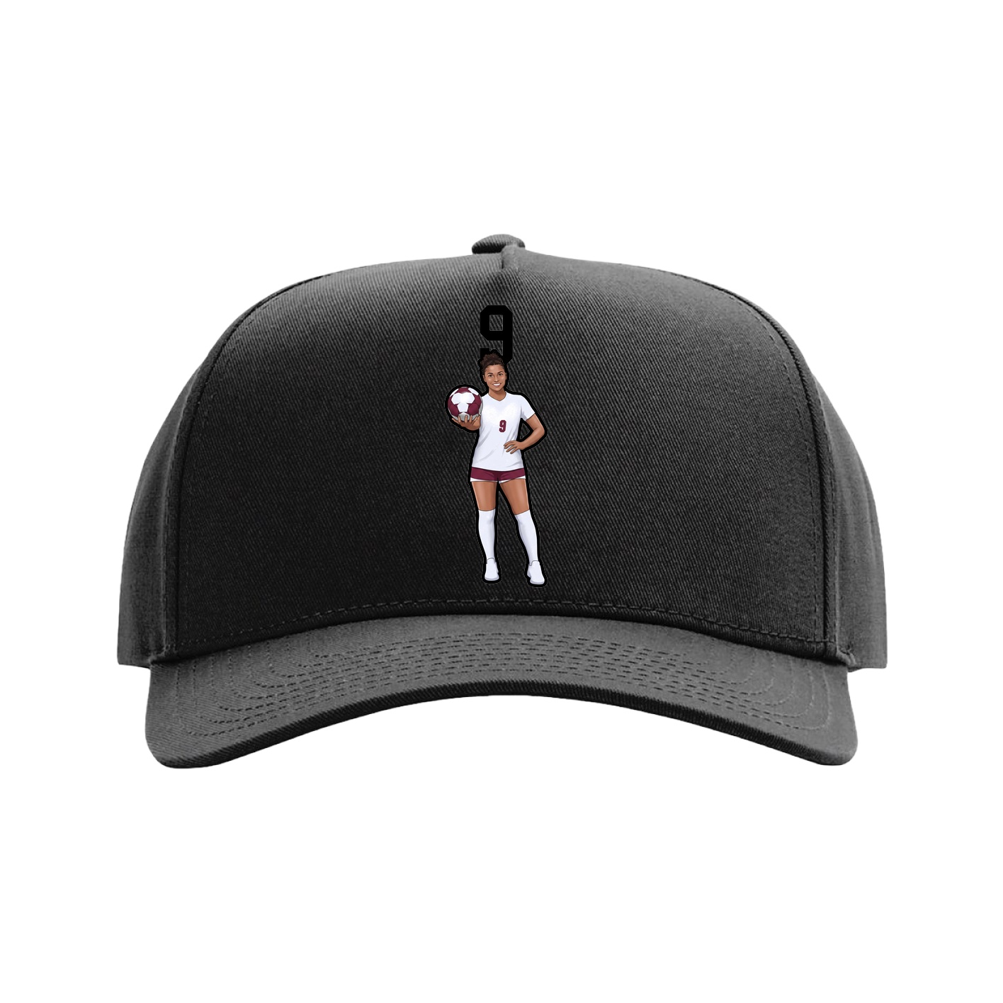 Full Fabric Five-Panel Champ Cap — Number Top in Black