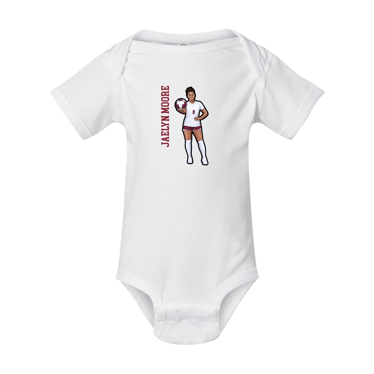 Baby Onesie — Name Vertical in White