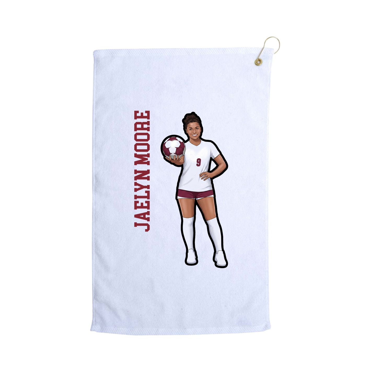 Golf Towel — Name Vertical in White