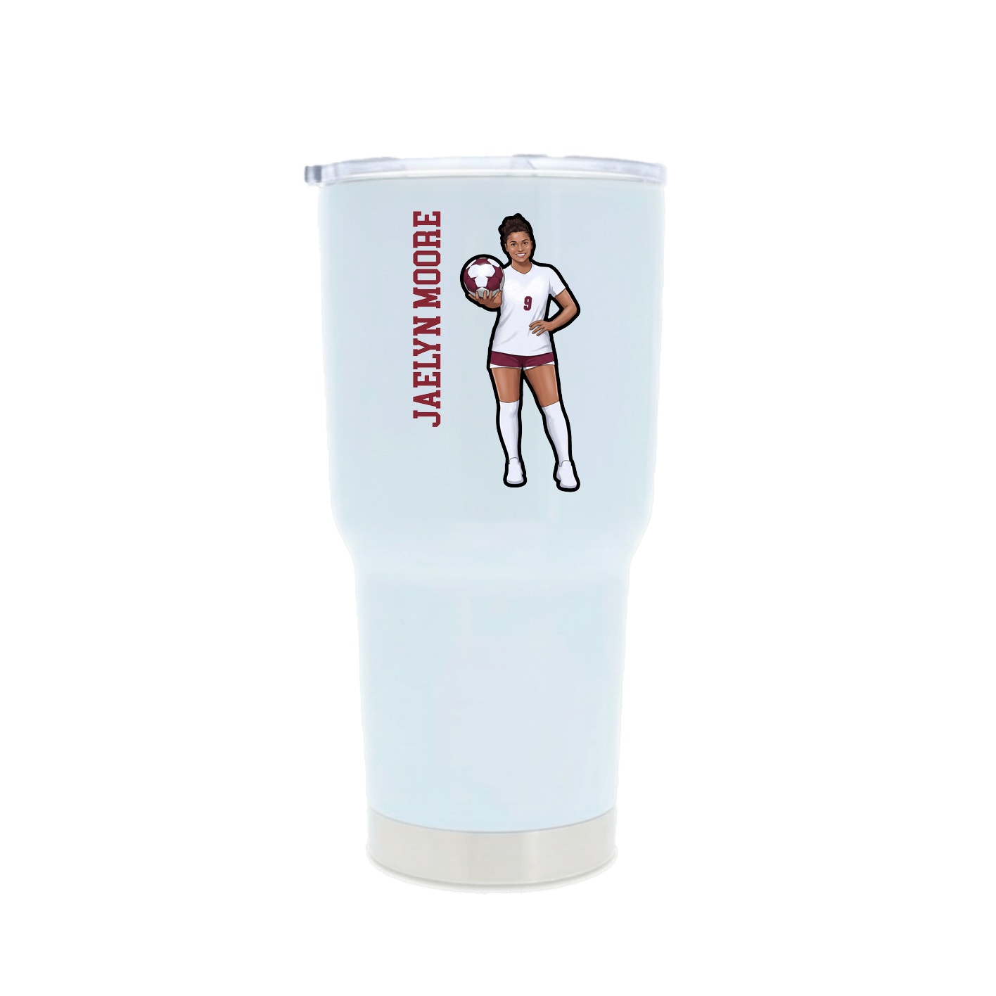 30oz Stainless Steel Tumbler — Name Vertical in White