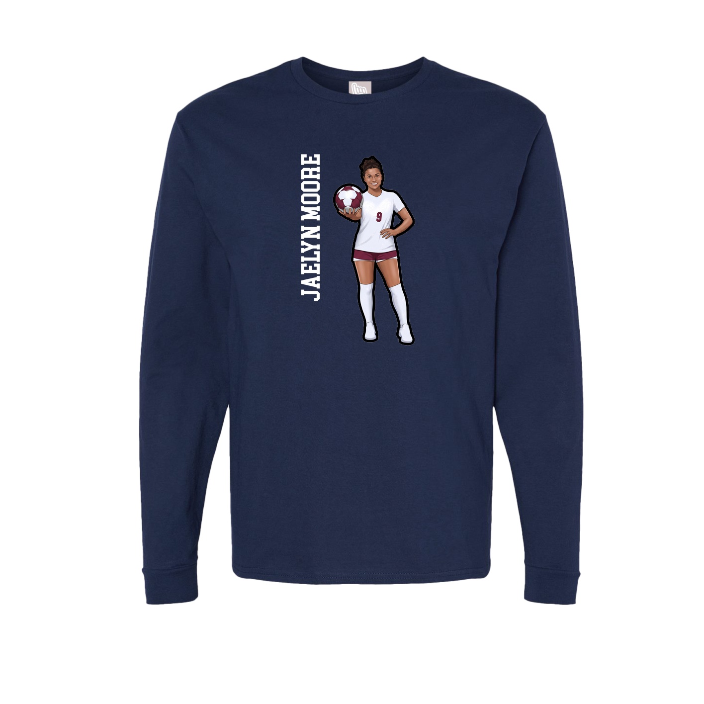 Long Sleeve Tee — Name Vertical in Navy