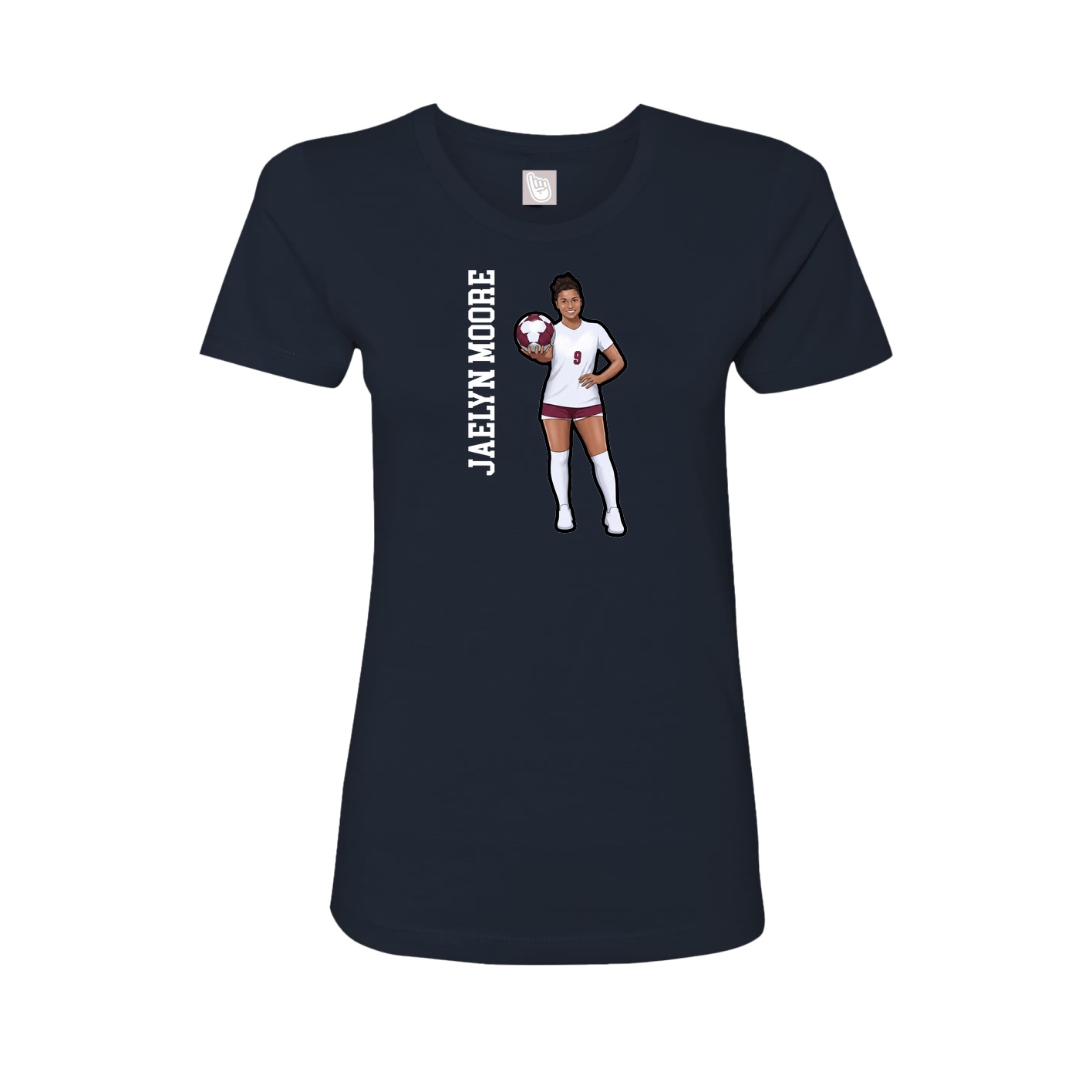 Fitted Women's Tee — Name Vertical in Navy