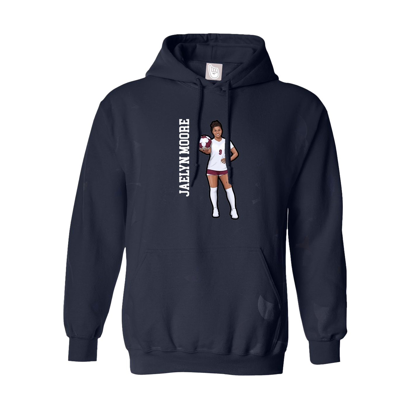 Hoodie — Name Vertical in Navy