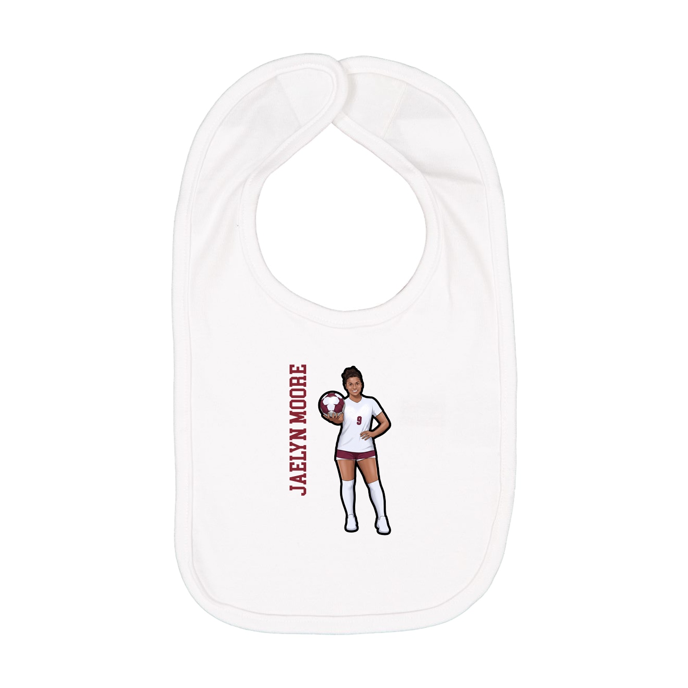 Infant Bib — Name Vertical in White