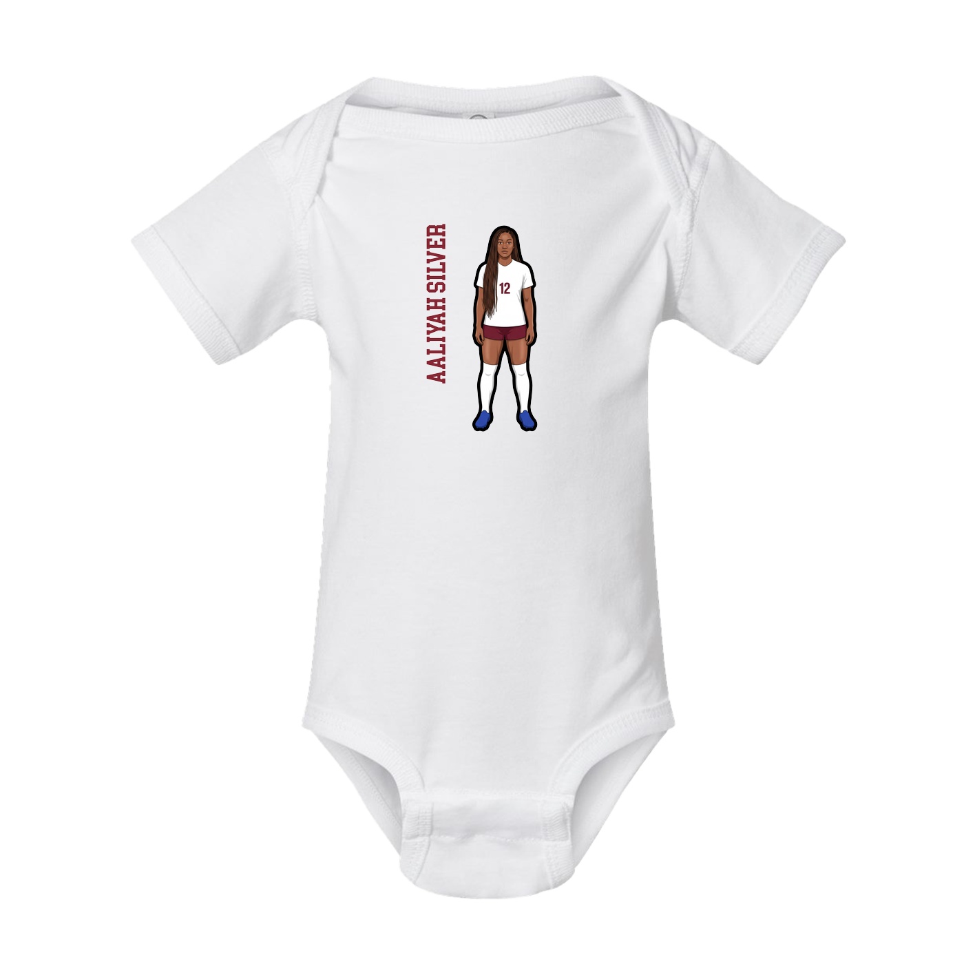 Baby Onesie — Name Vertical in White