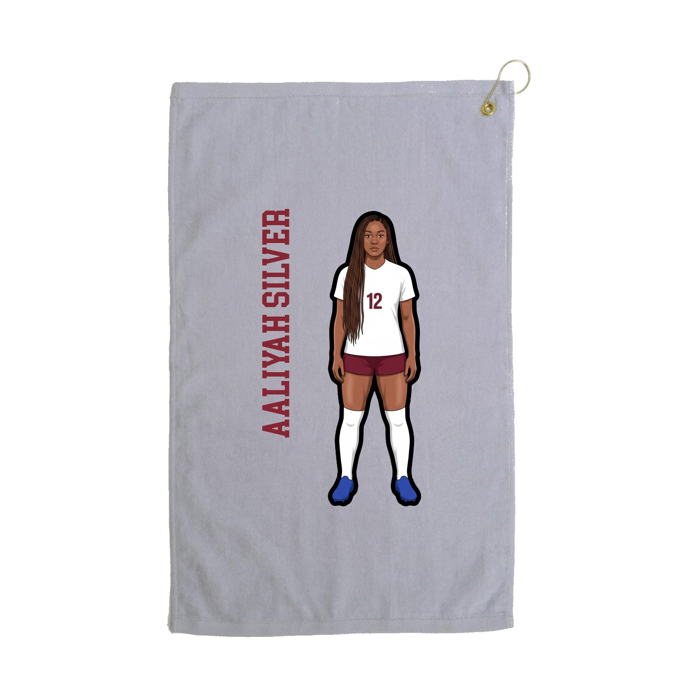 Golf Towel — Name Vertical in Grey