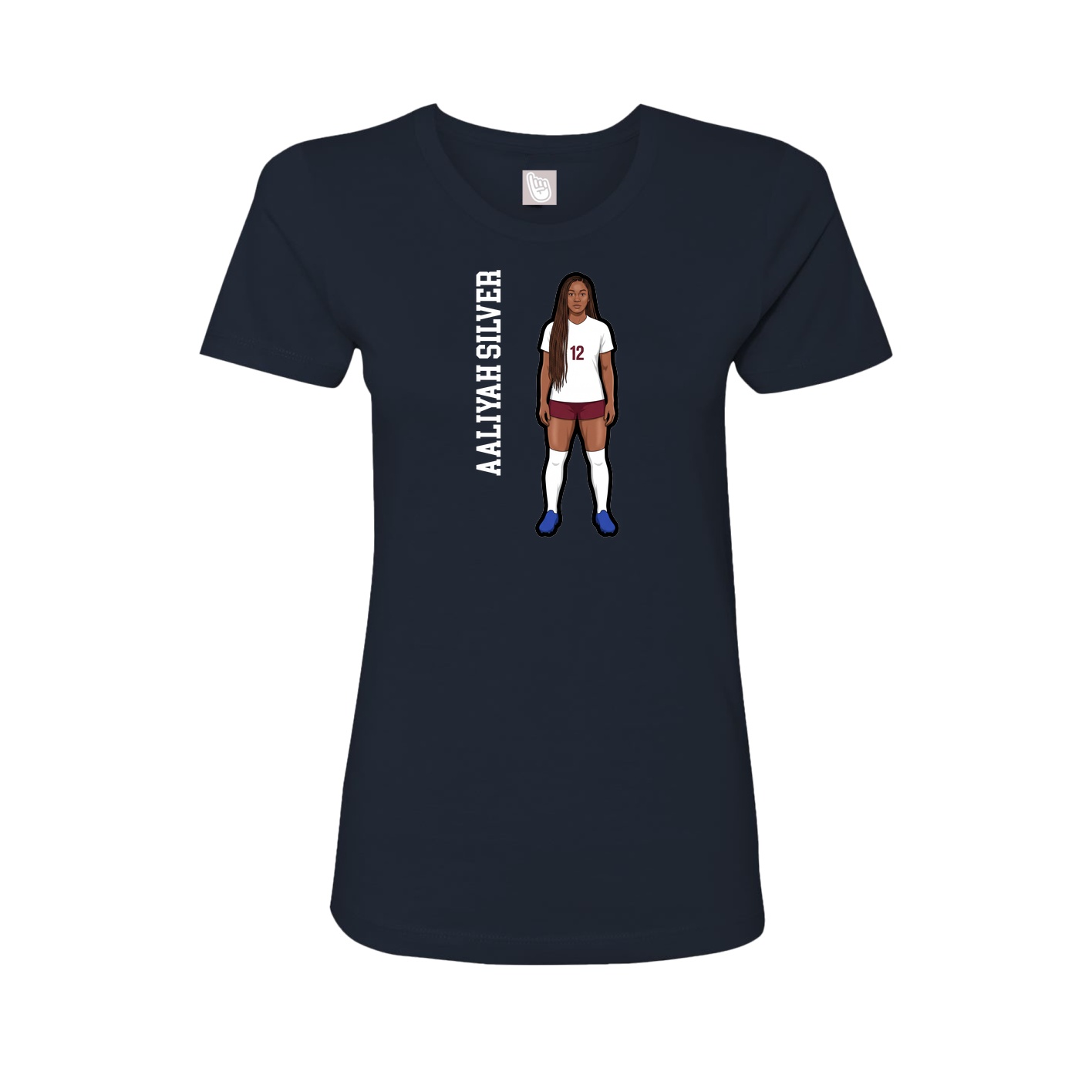 Fitted Women's Tee — Name Vertical in Navy