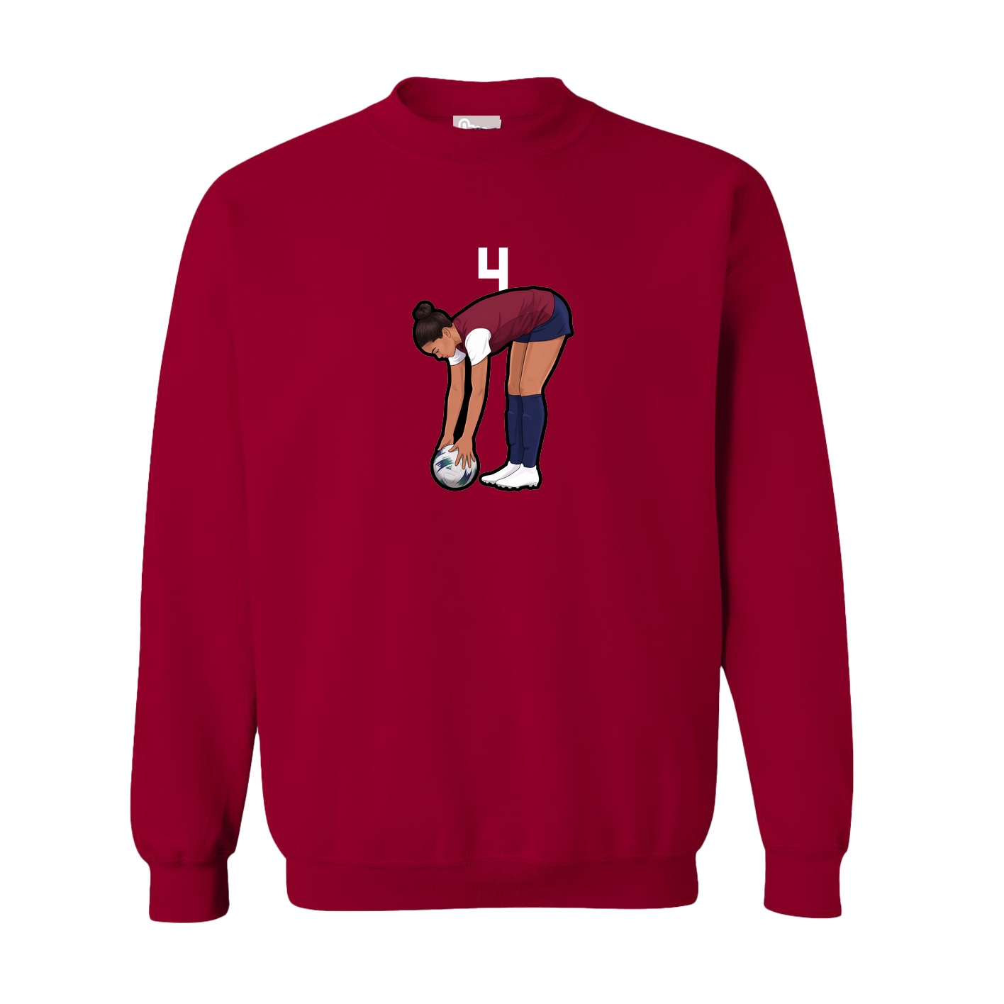 Fleece Crew — Number Top in Cardinal