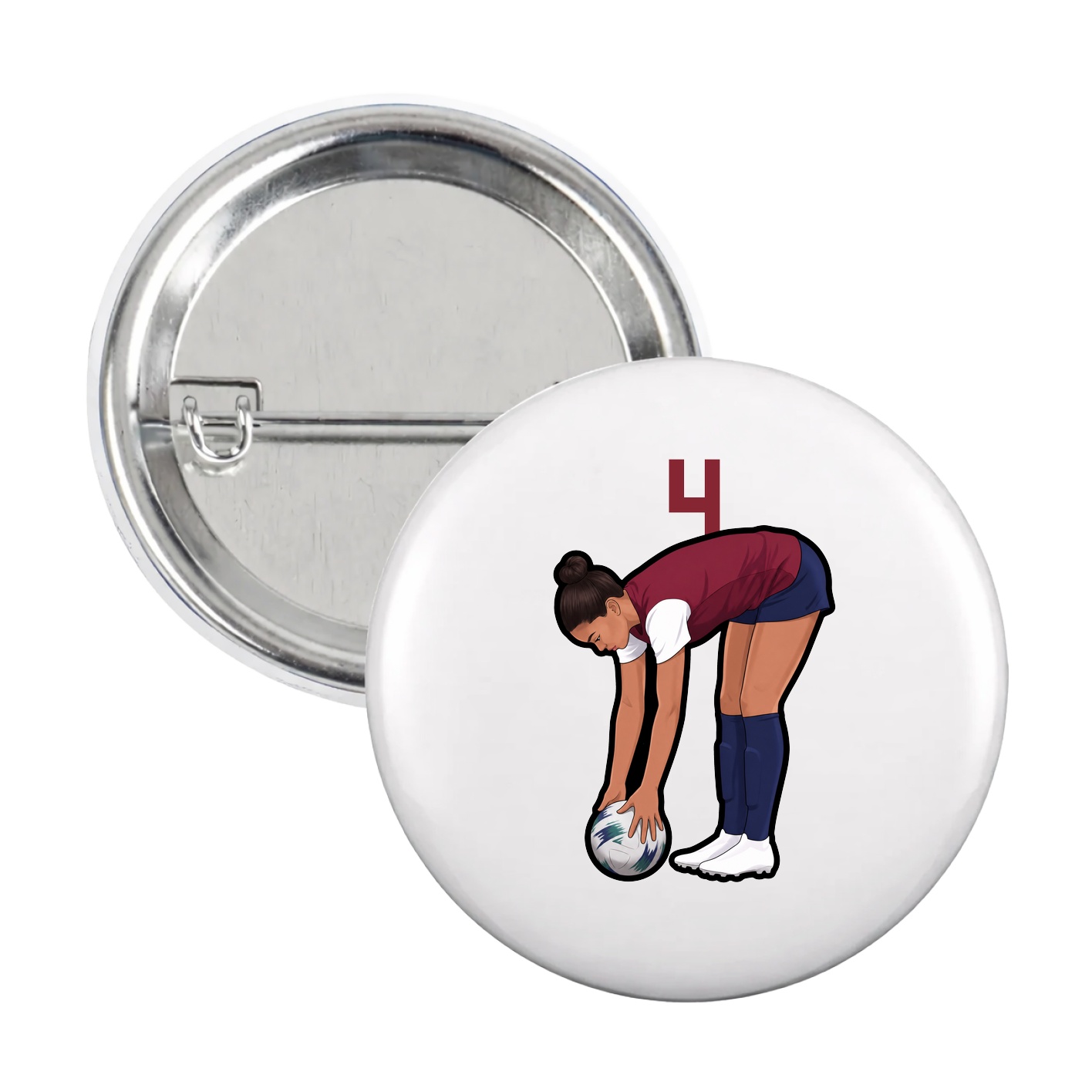 Game Day Button — Number Top in White