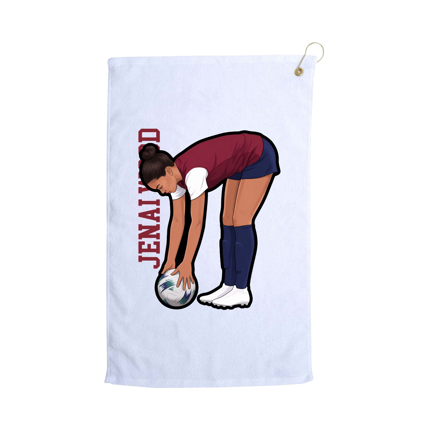 Golf Towel — Name Vertical in White