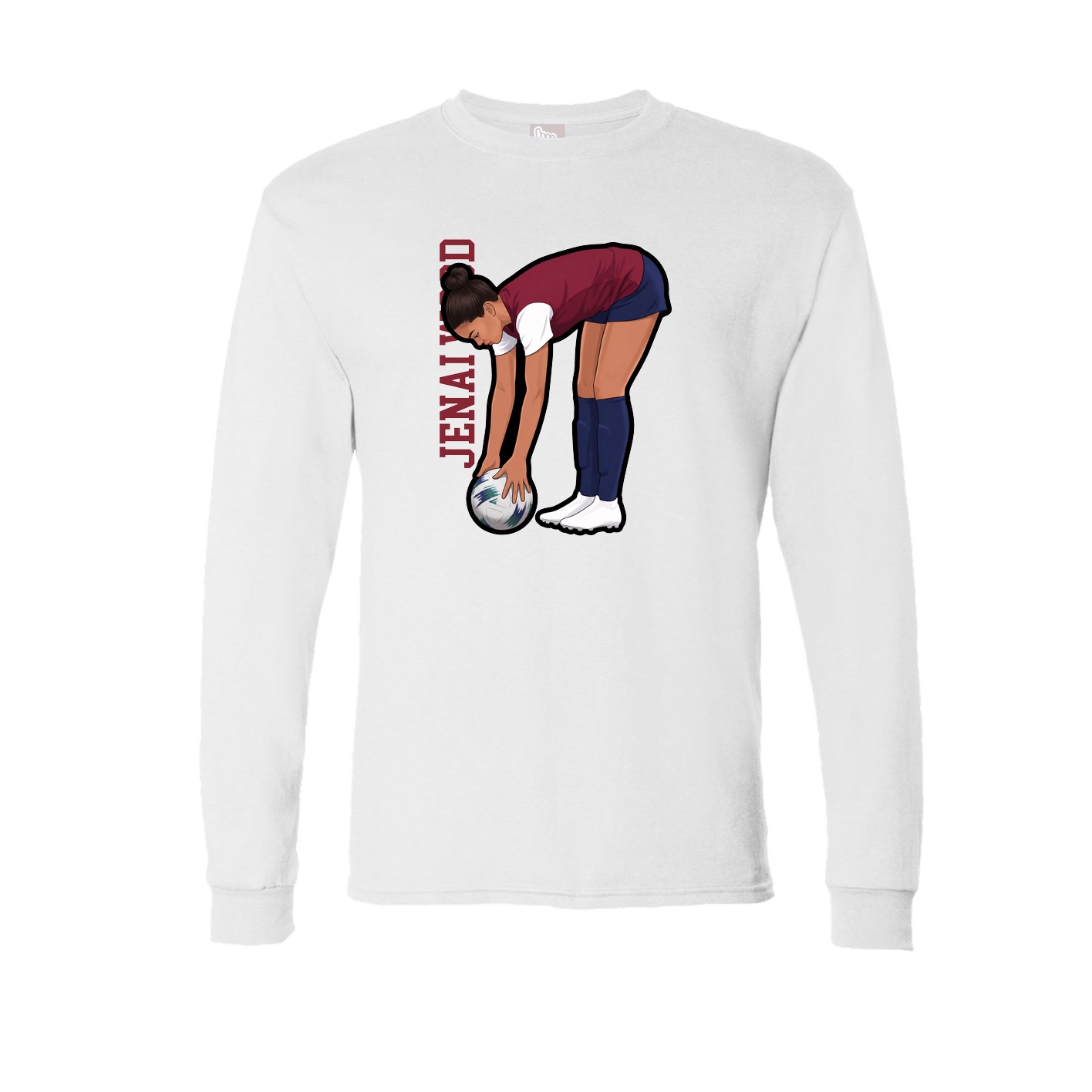 Long Sleeve Tee — Name Vertical in White