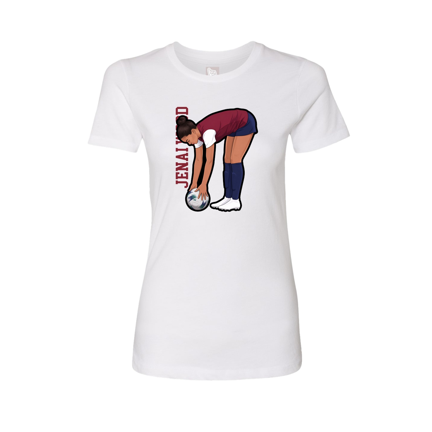 Fitted Women's Tee — Name Vertical in White