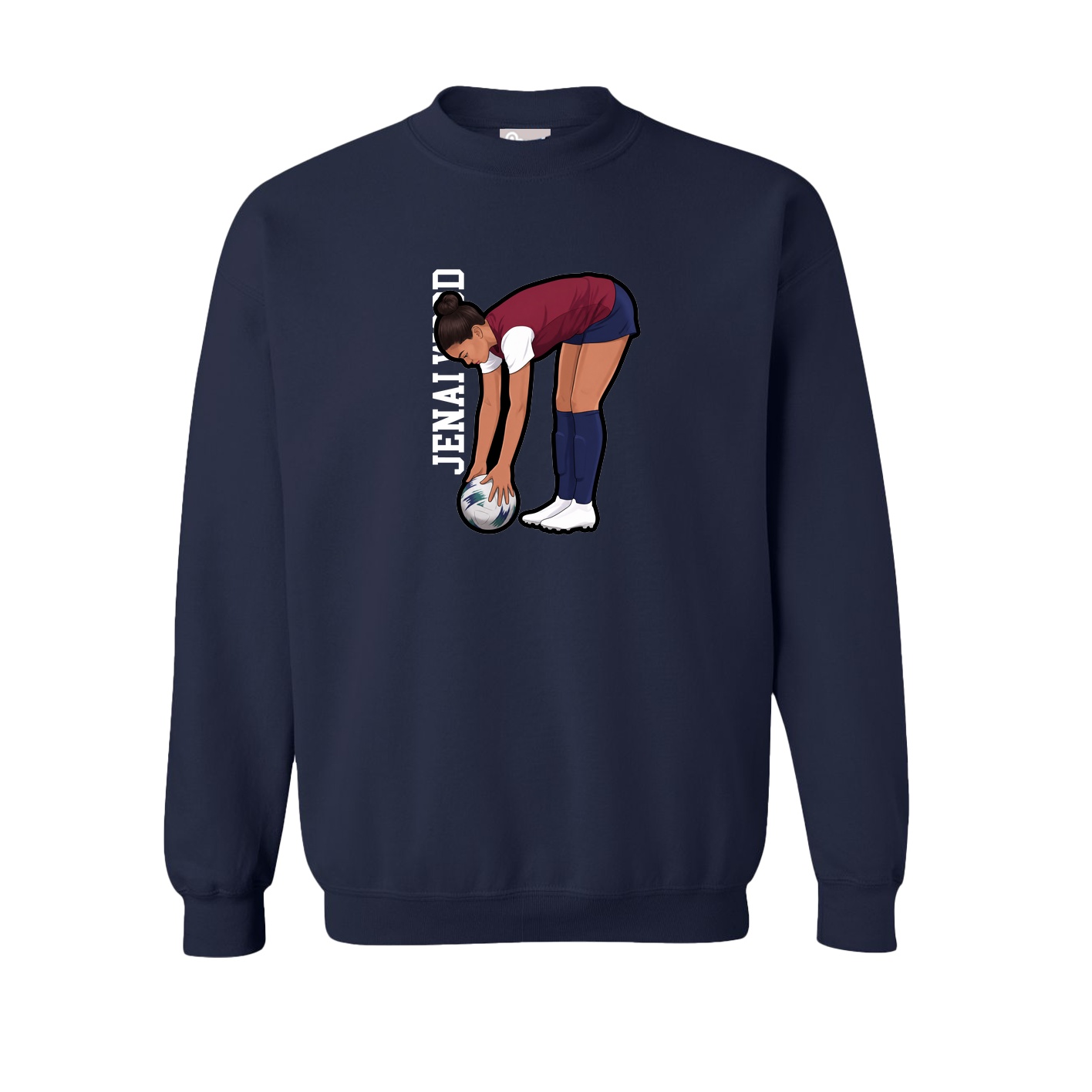 Fleece Crew — Name Vertical in Navy