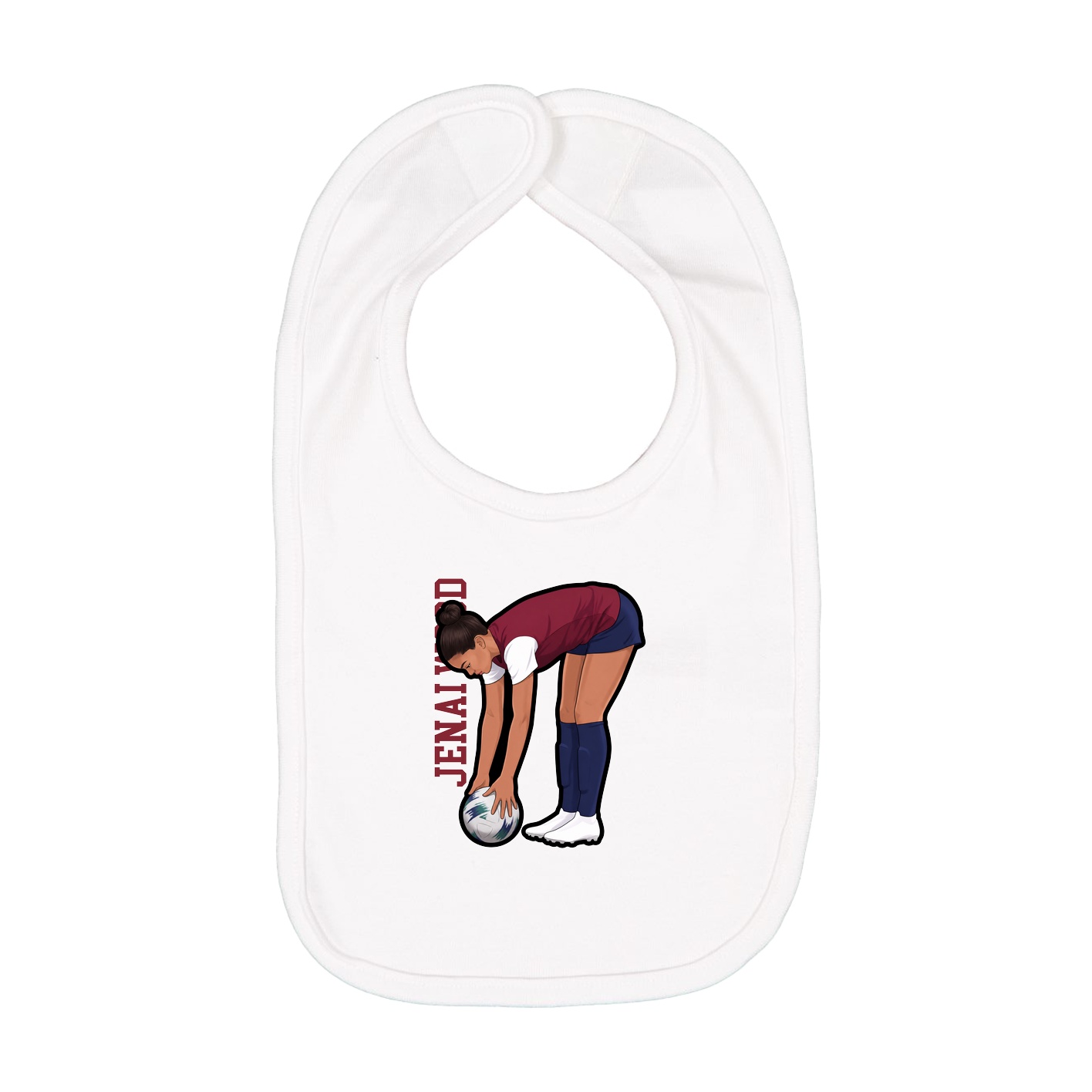Infant Bib — Name Vertical in White