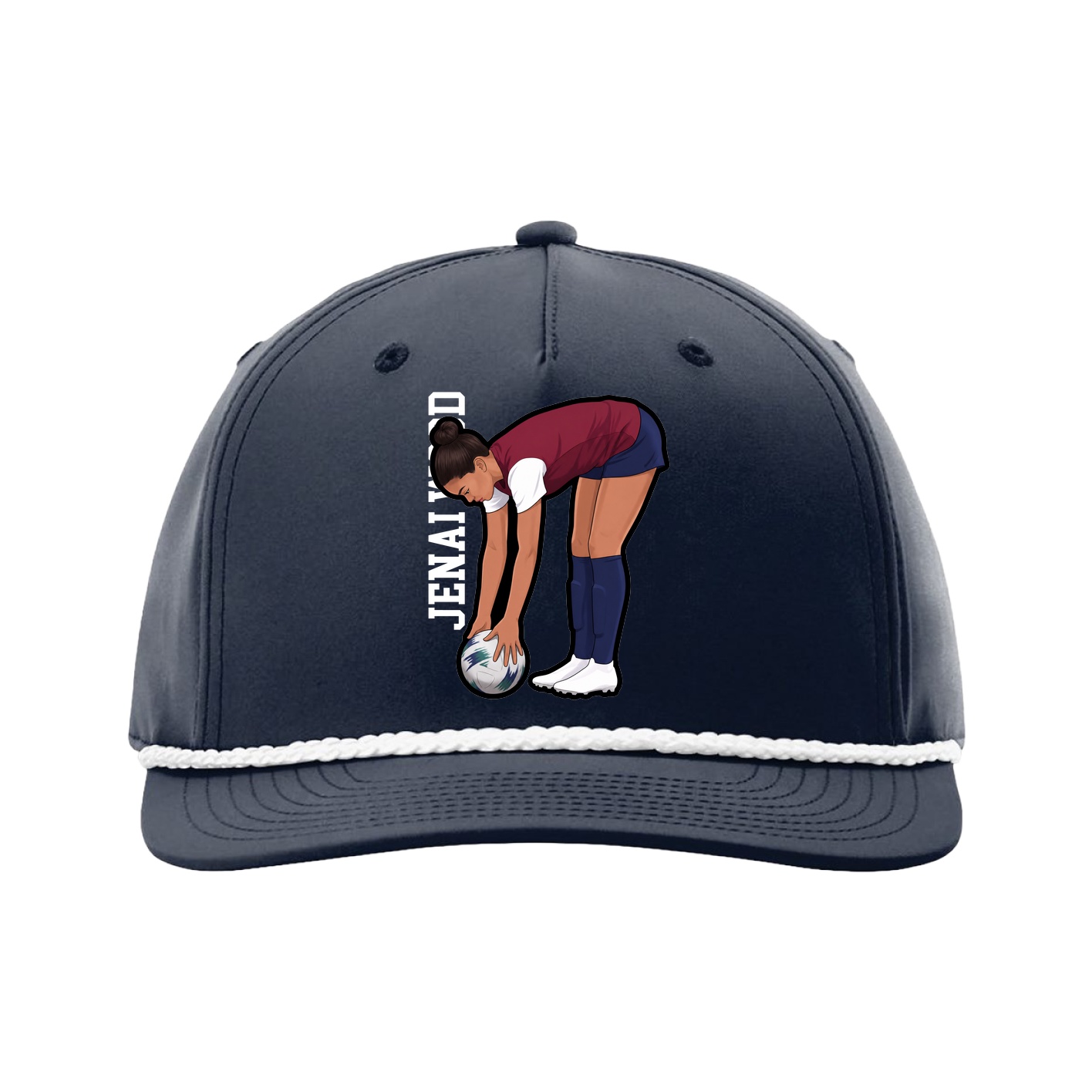 Five-Panel Classic Rope Cap — Name Vertical in Navy