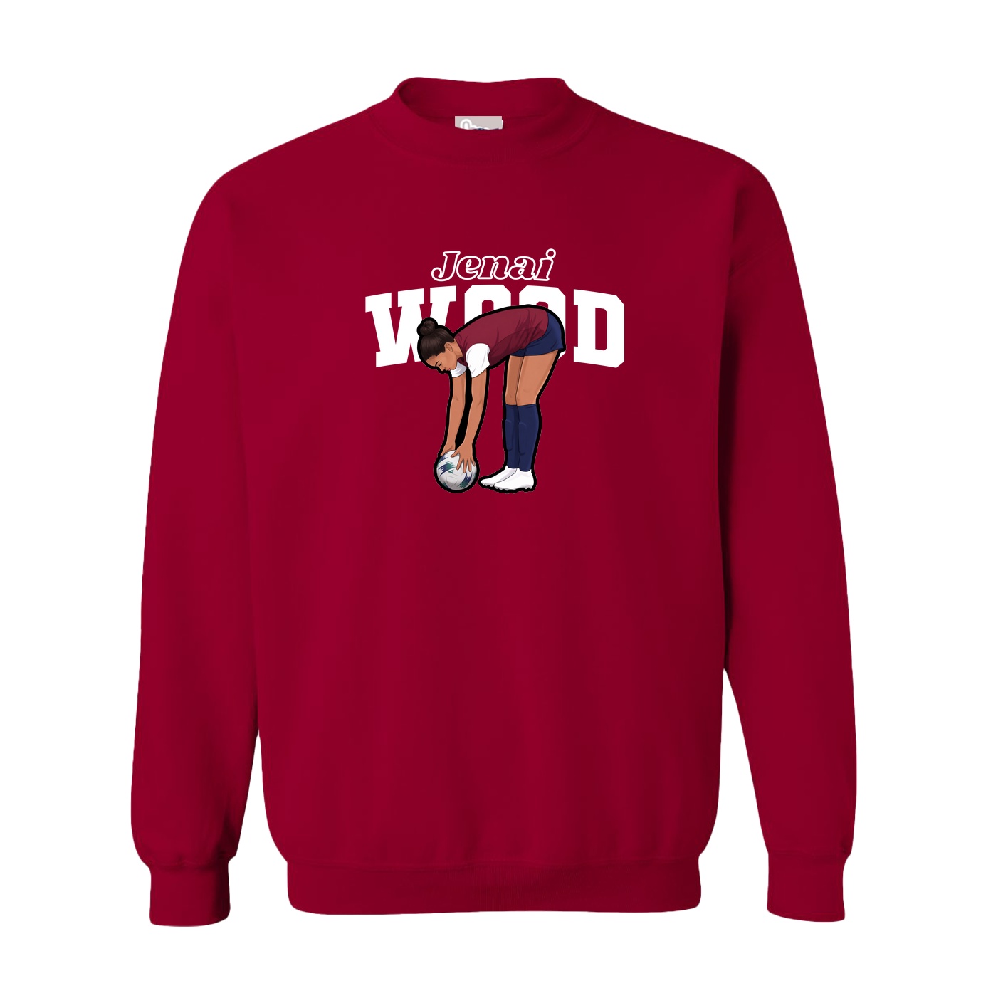 Fleece Crew — Name Arch in Cardinal