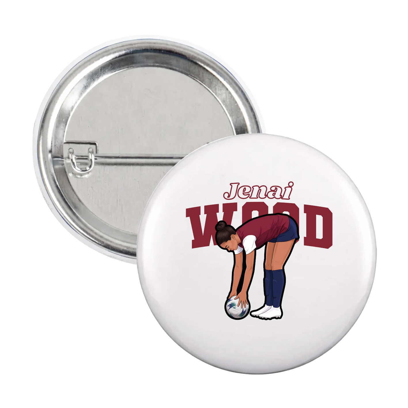 Game Day Button — Name Arch in White