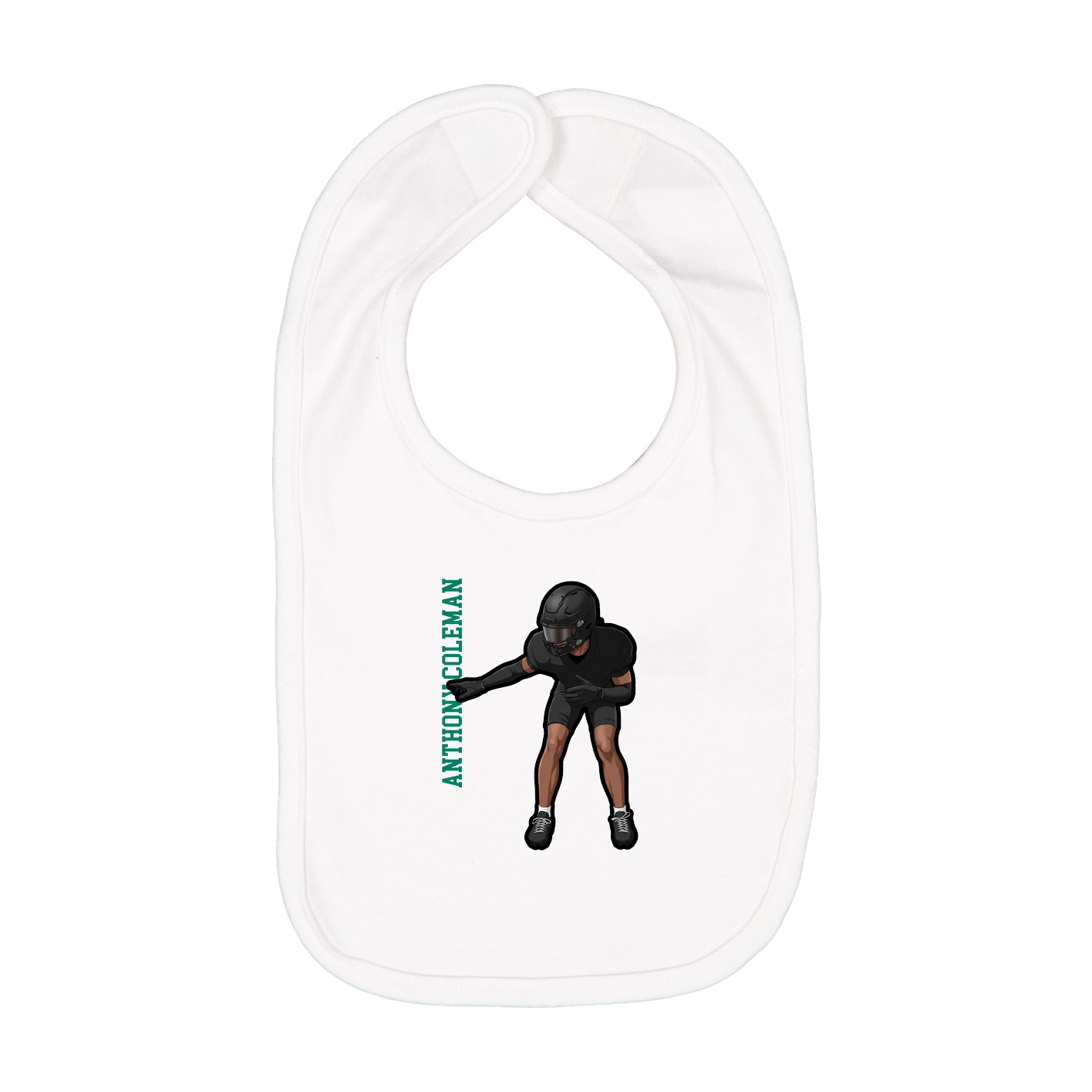 Infant Bib — Name Vertical in White