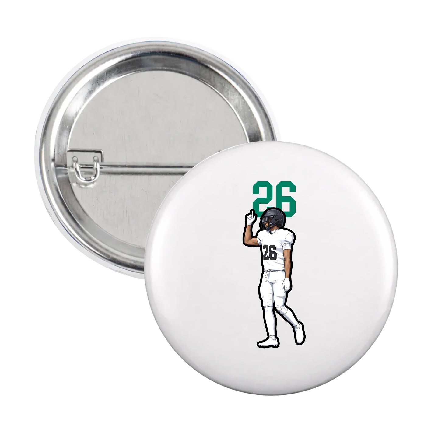 Game Day Button — Number Top in White