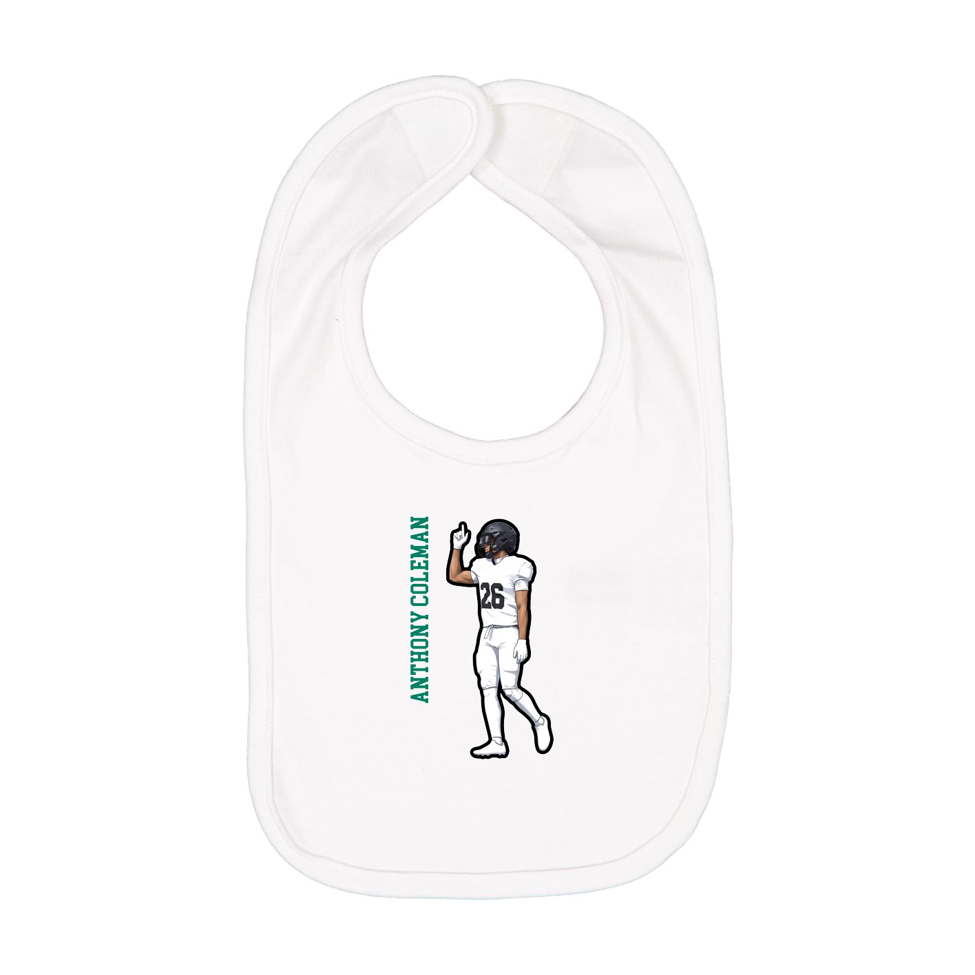 Infant Bib — Name Vertical in White