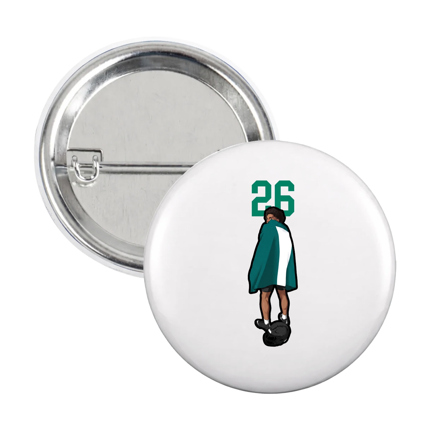 Game Day Button — Number Top in White