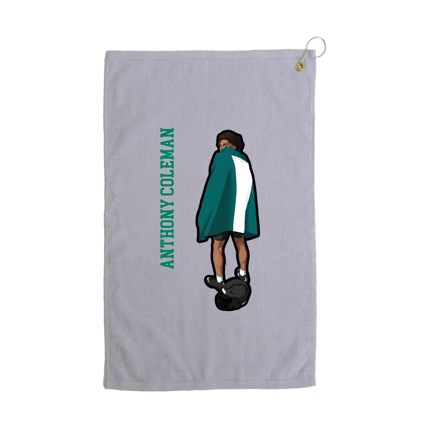 Golf Towel — Name Vertical in Grey