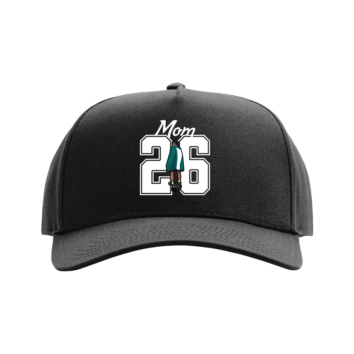 Full Fabric Five-Panel Champ Cap — Mothers Day Shirsey in Black