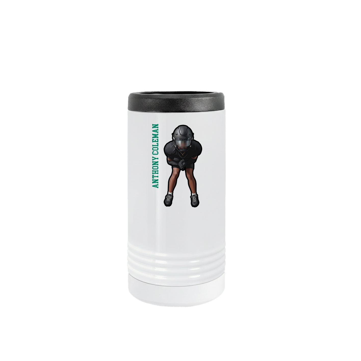 Slim Beverage Holder — Name Vertical in White