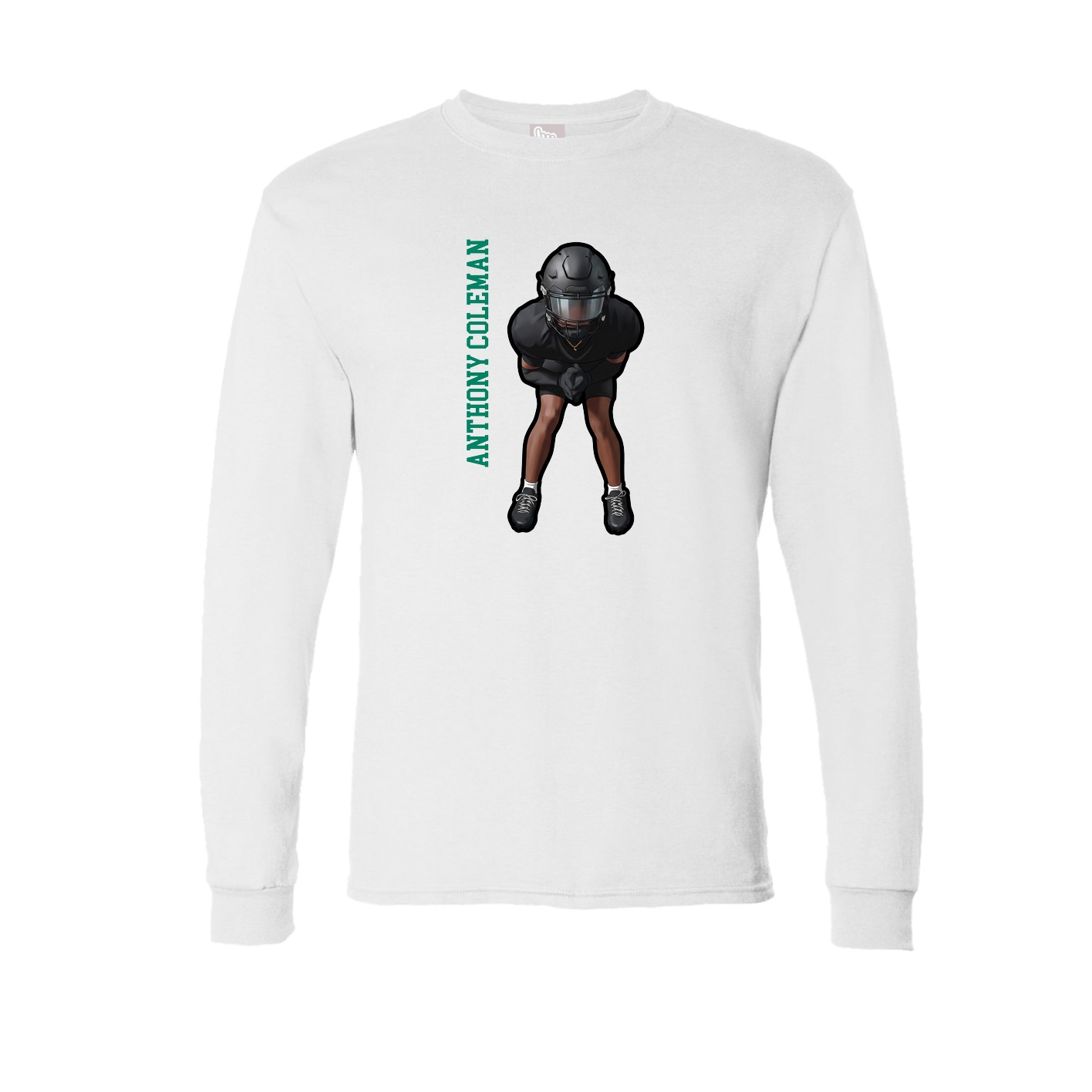 Long Sleeve Tee — Name Vertical in White