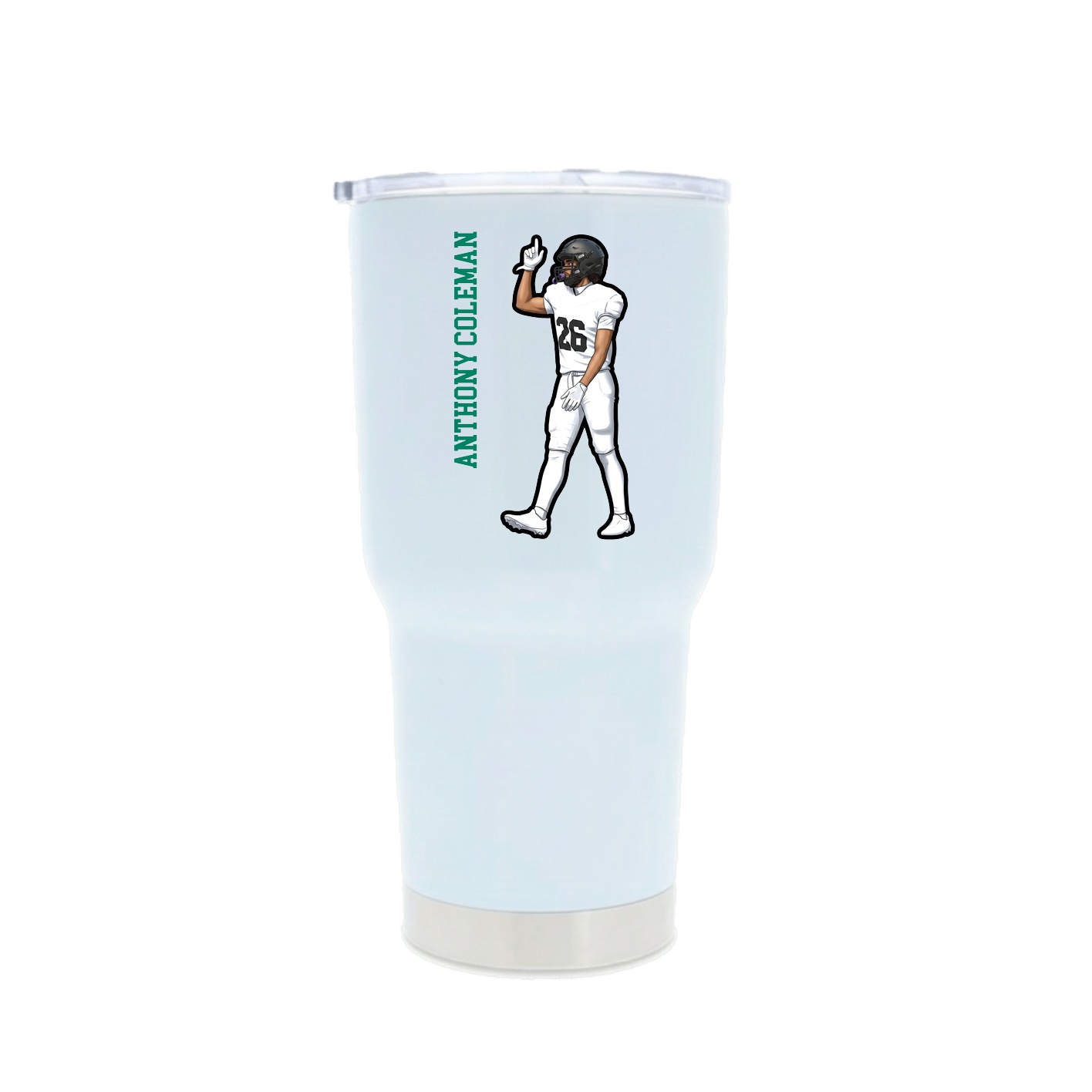 30oz Stainless Steel Tumbler — Name Vertical in White