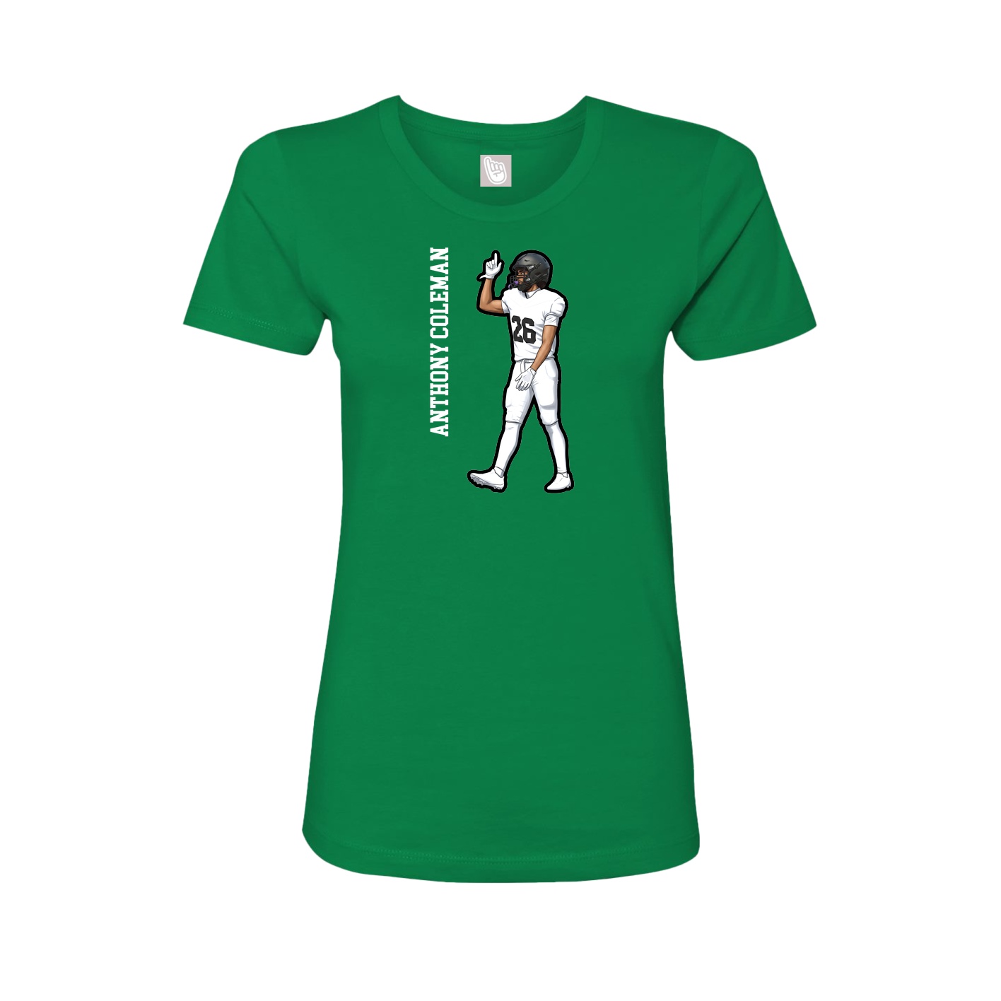 Womens Tee — Name Vertical in Green