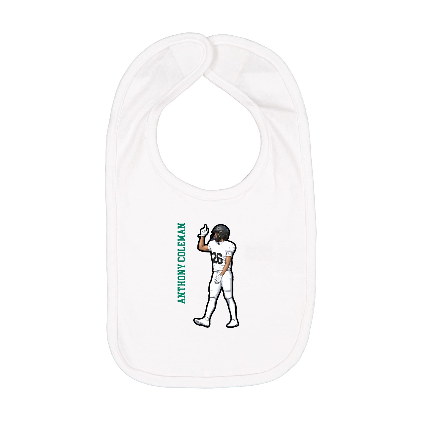 Infant Bib — Name Vertical in White