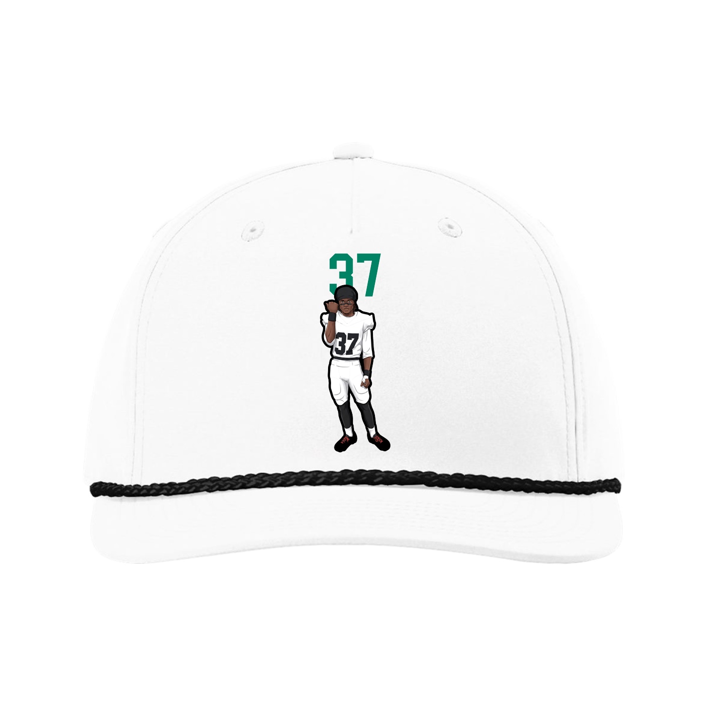Five-Panel Classic Rope Cap — Number Top in White